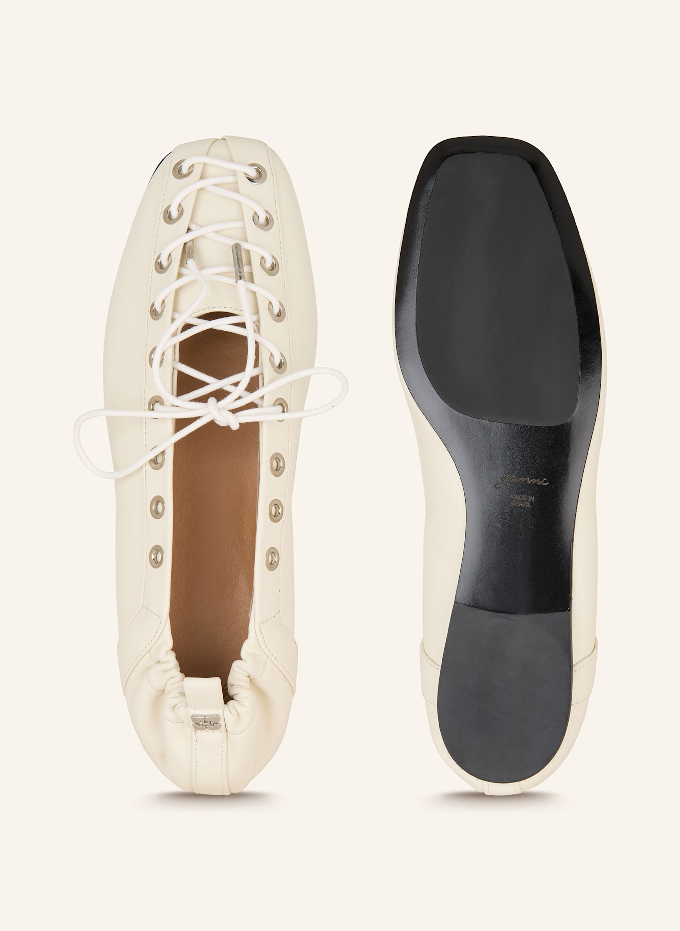 GANNI Ballet flats: ECRU