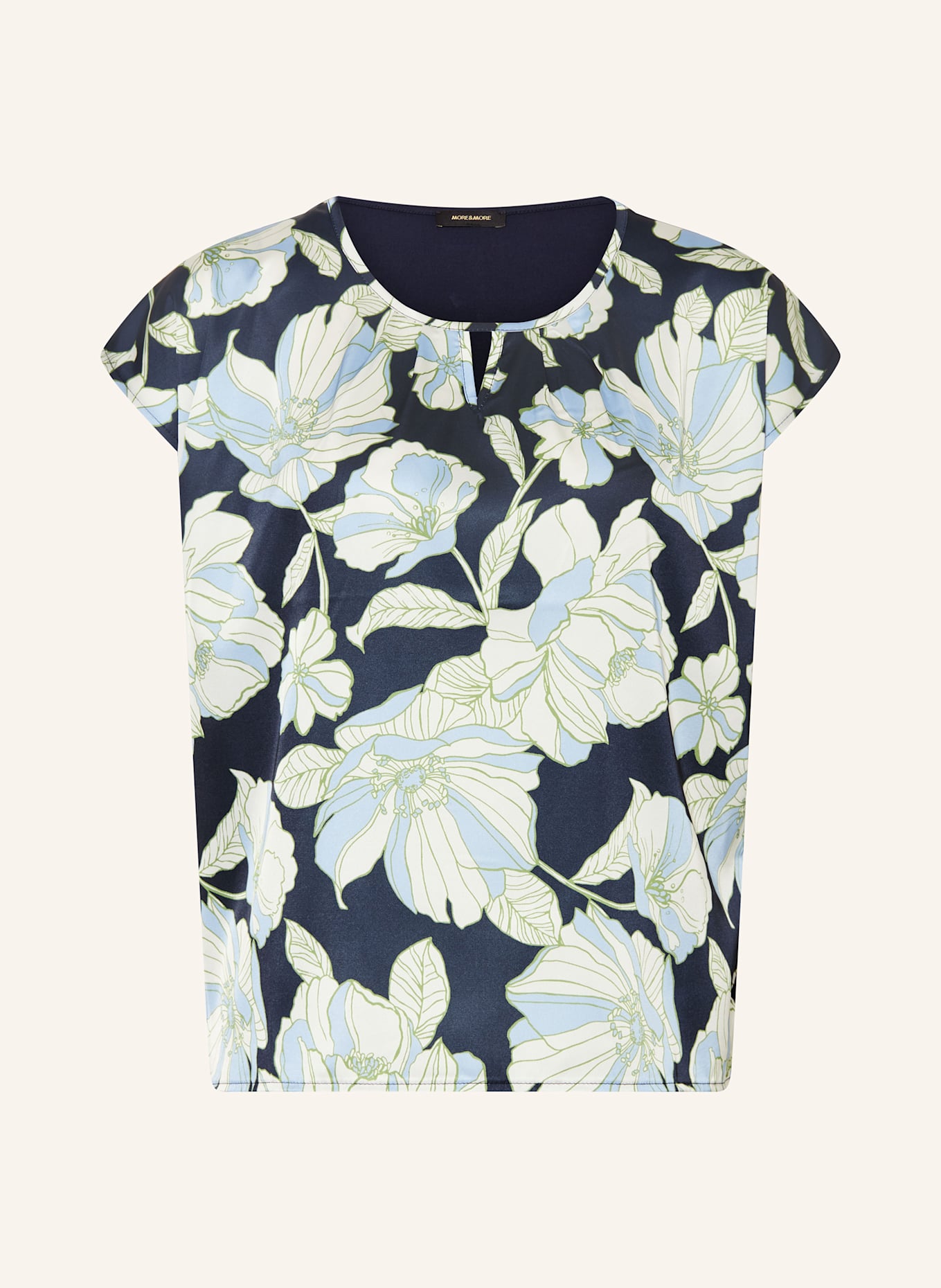 MORE & MORE Tričko: TMAVĚ MODRÁ / TMAVĚ MODRÁ / KRÉMOVÁ