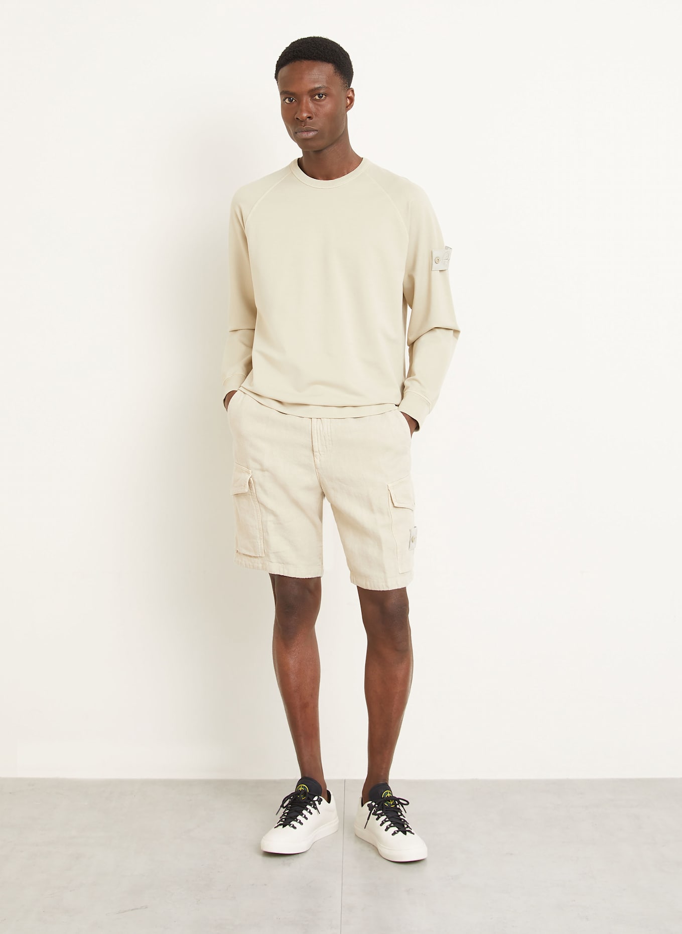 STONE ISLAND Leinenshorts GHOST: BEIGE