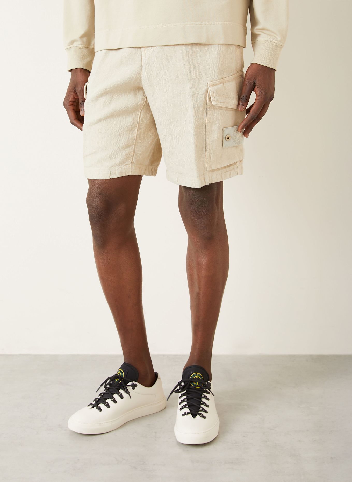 STONE ISLAND Leinenshorts GHOST: BEIGE