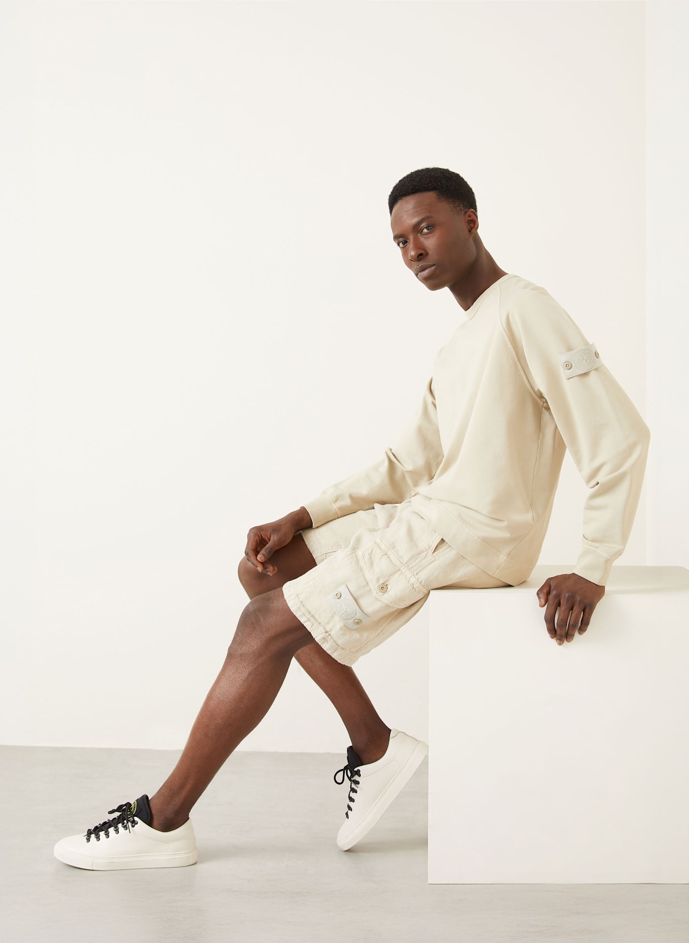 STONE ISLAND Leinenshorts GHOST: BEIGE