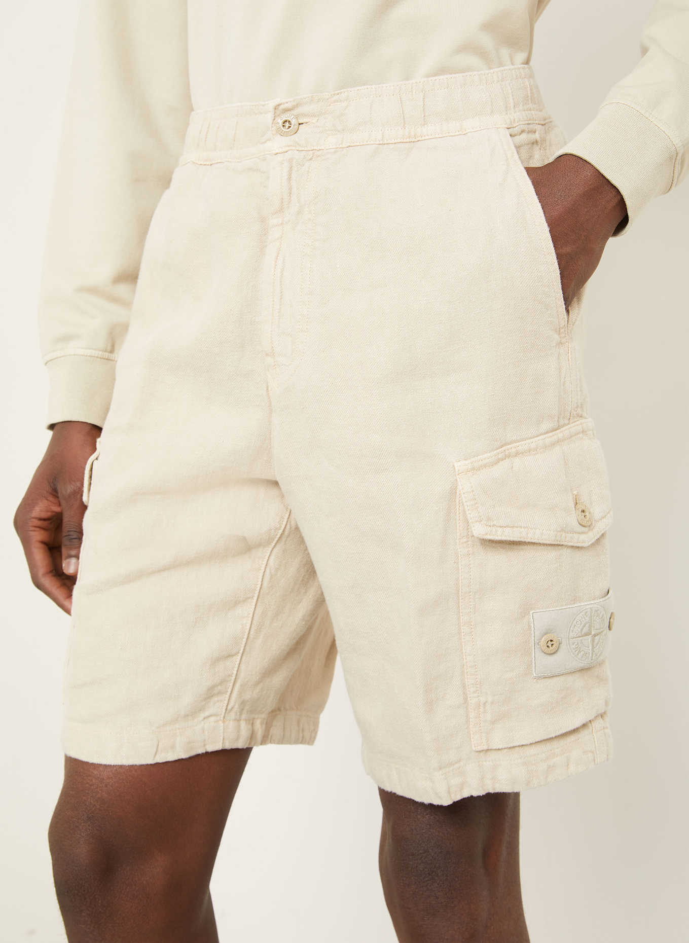 STONE ISLAND Leinenshorts GHOST: BEIGE