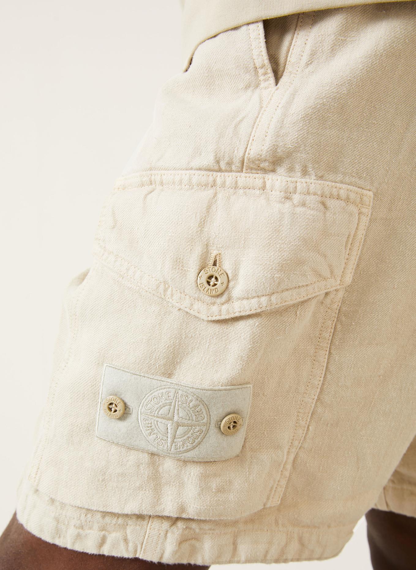 STONE ISLAND Leinenshorts GHOST: BEIGE