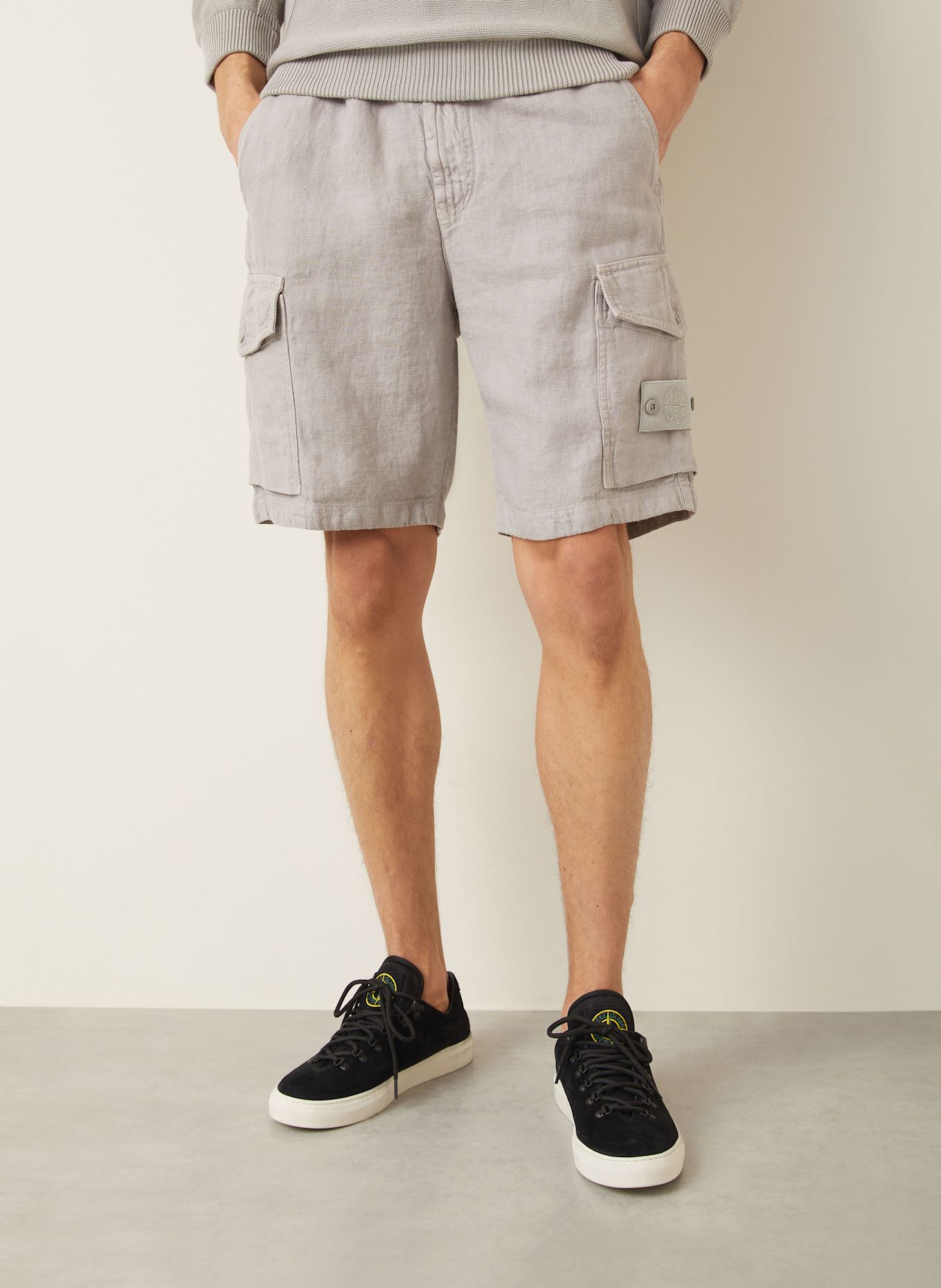 STONE ISLAND Leinenshorts GHOST: GRAU
