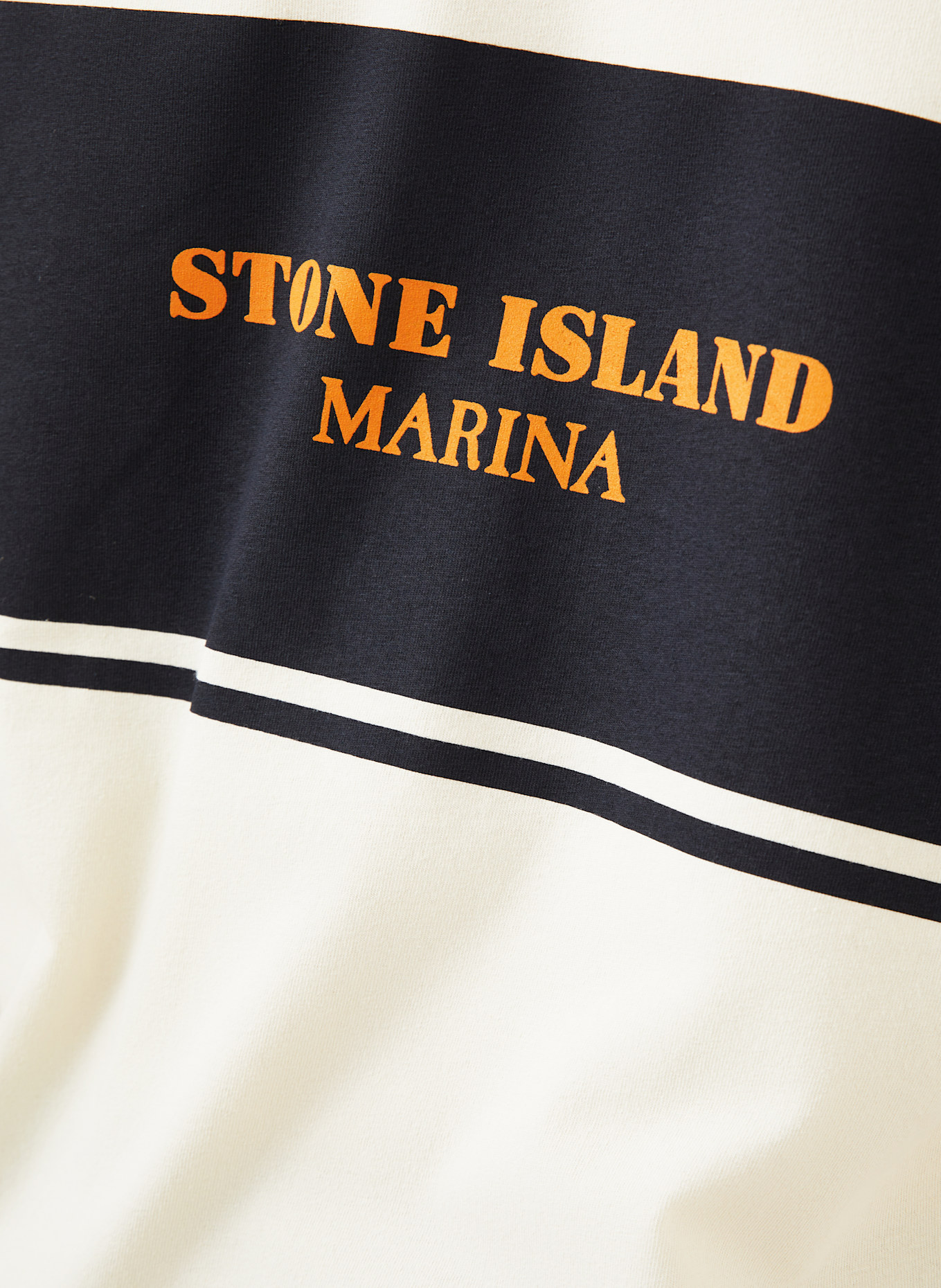 STONE ISLAND T-Shirt MARINA: ECRU / DUNKELBLAU / DUNKELORANGE