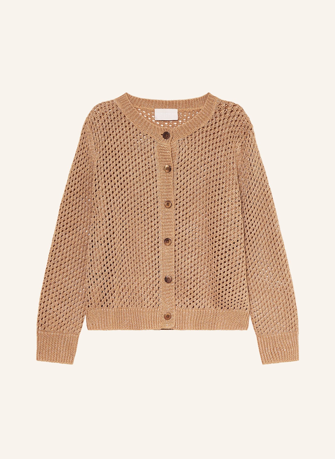 HEMISPHERE Strickjacke mit Leinen und Glitzergarn: BEIGE