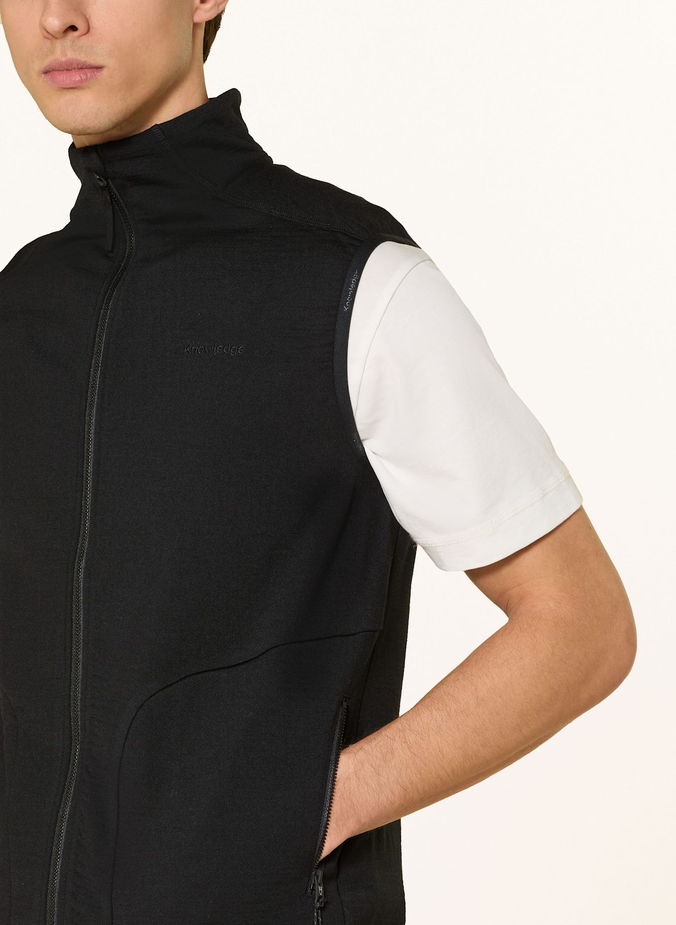 KnowledgeCotton Apparel Functional merino wool vest: BLACK