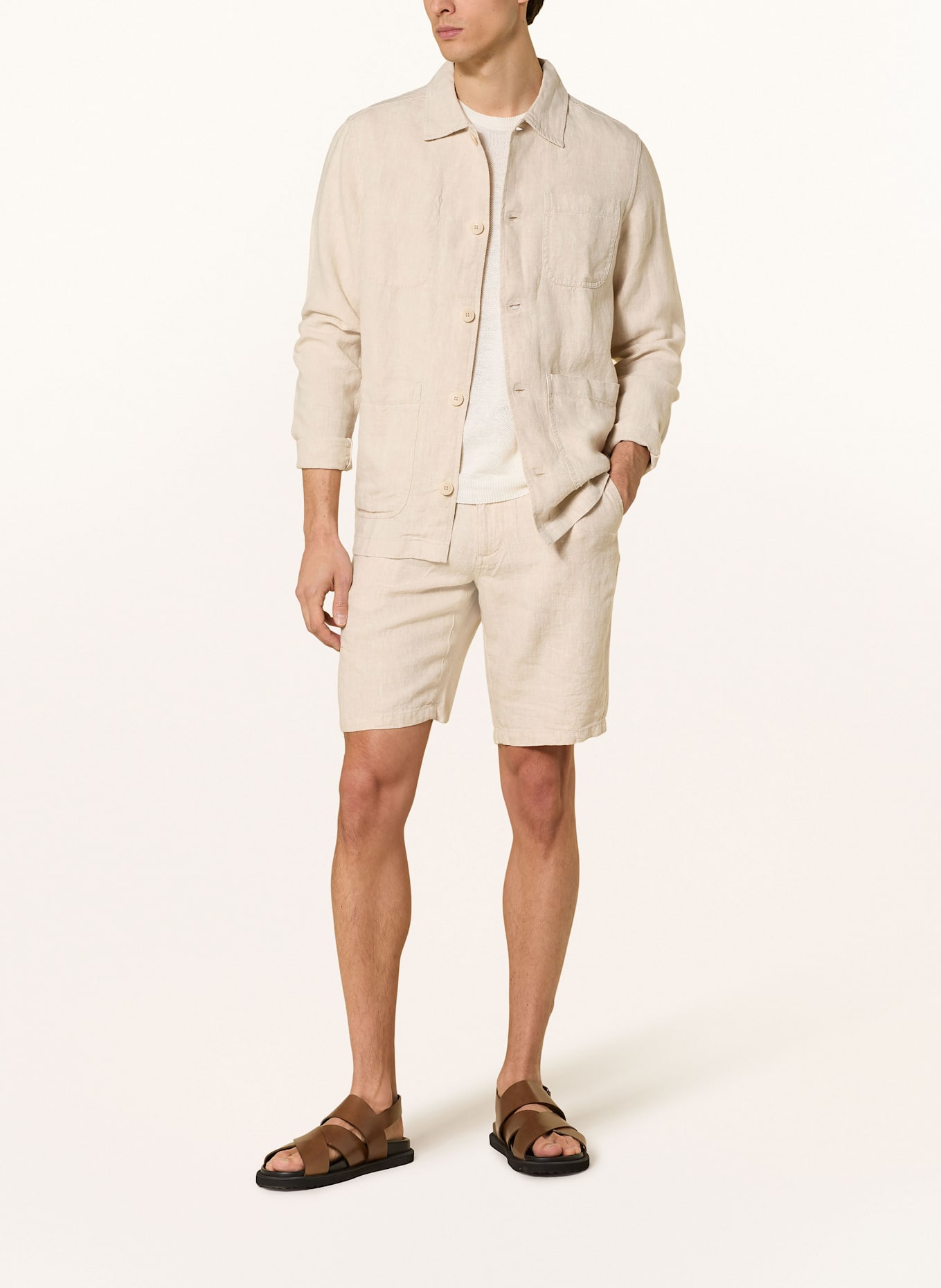 KnowledgeCotton Apparel Leinenshorts FIG Loose Fit: HELLGRAU