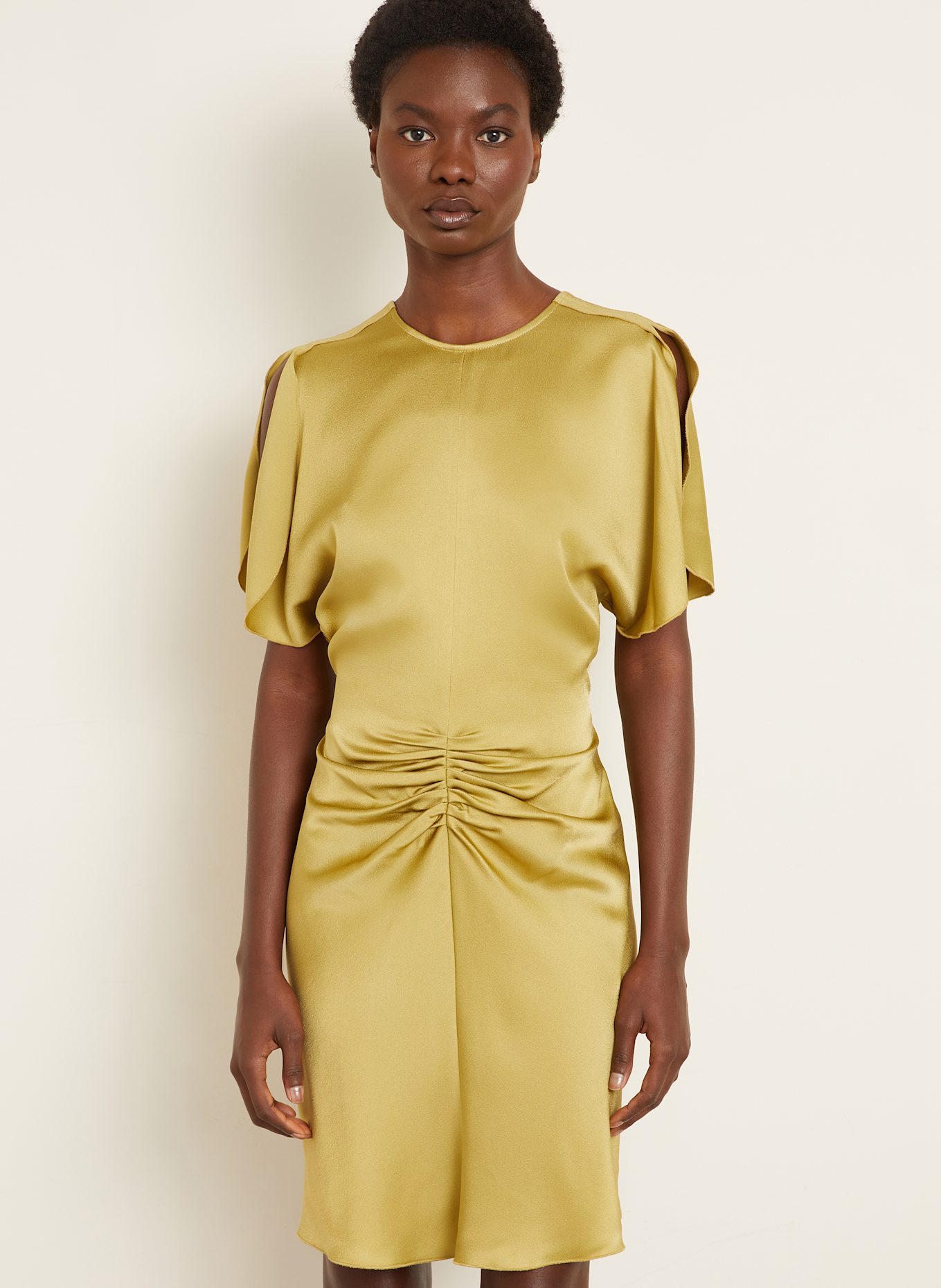 VICTORIA BECKHAM Satinkleid: OLIV