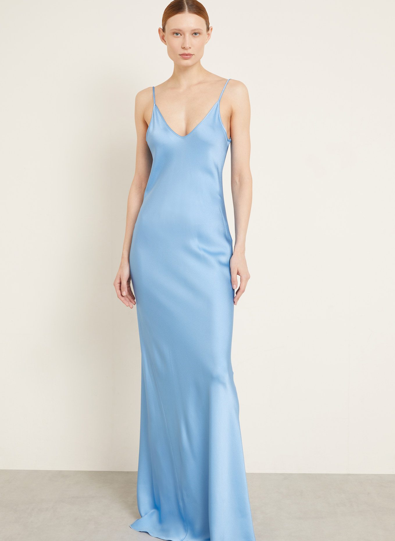 VICTORIA BECKHAM Abendkleid aus Satin: HELLBLAU
