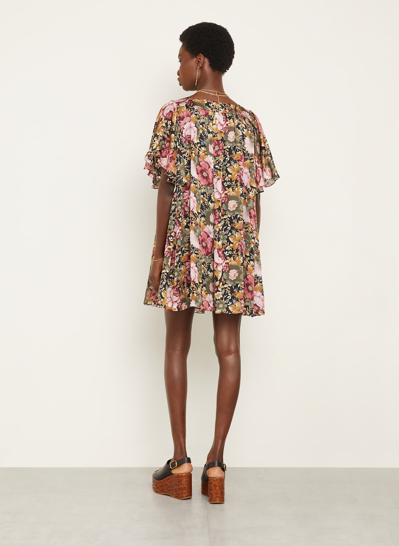 Chloé Hedvábné šaty: RŮŽOVÁ / KHAKI / TMAVĚ ČERVENÁ