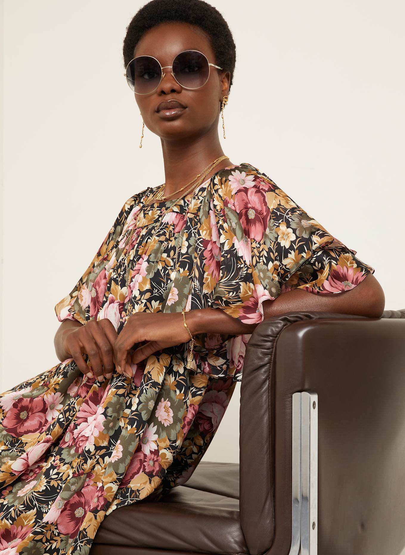 Chloé Hedvábné šaty: RŮŽOVÁ / KHAKI / TMAVĚ ČERVENÁ