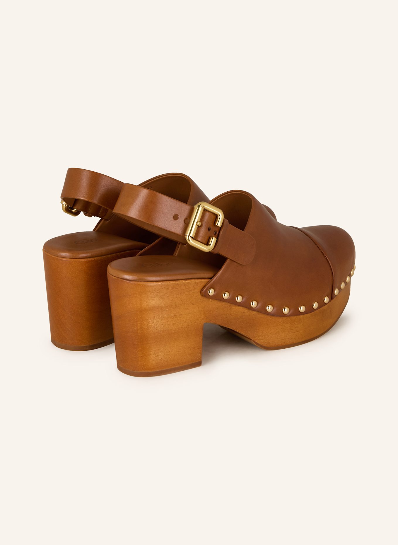Chloé Clogs JEANNETTE mit Nieten: BRAUN