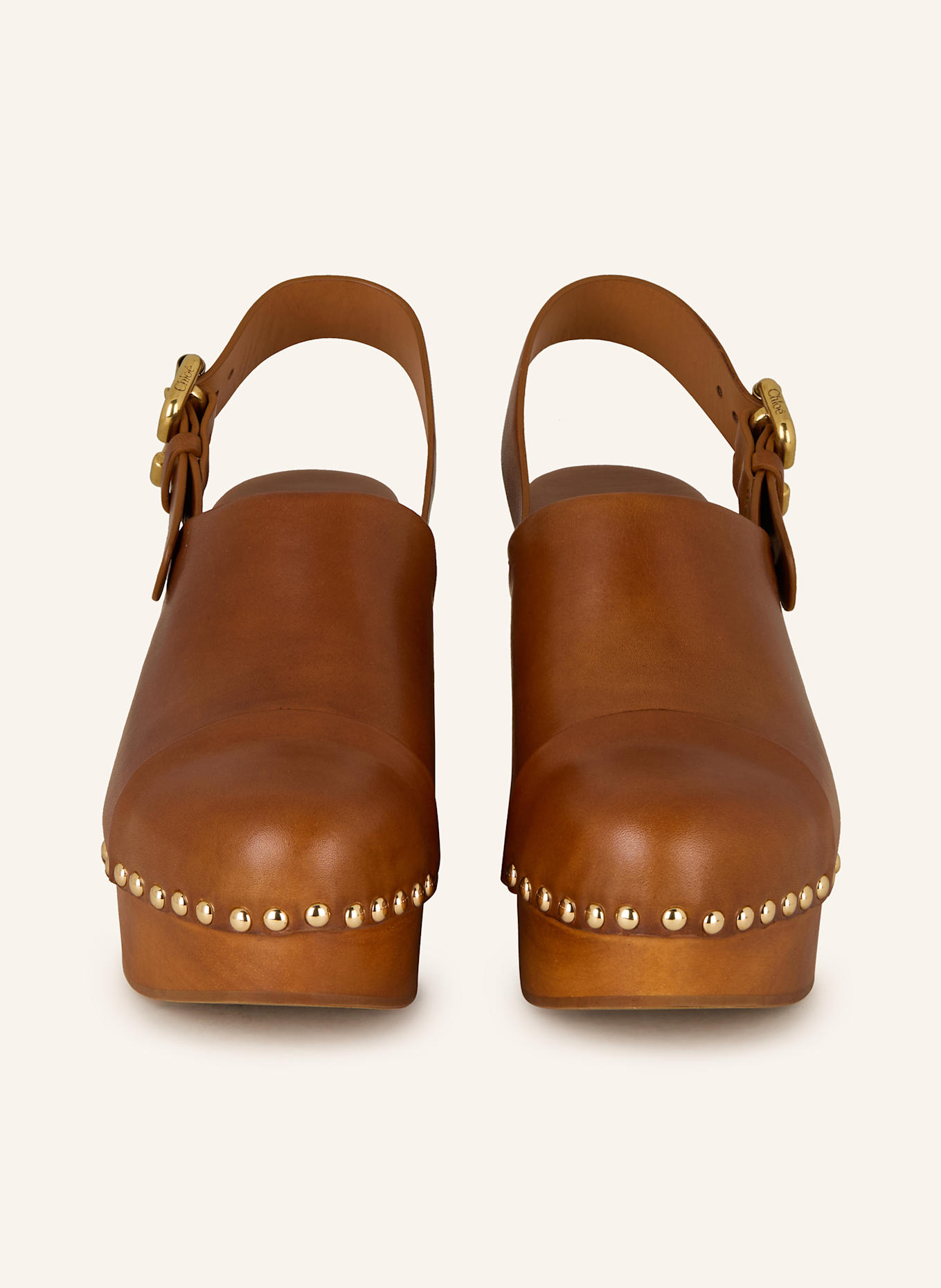 Chloé Clogs JEANNETTE mit Nieten: BRAUN