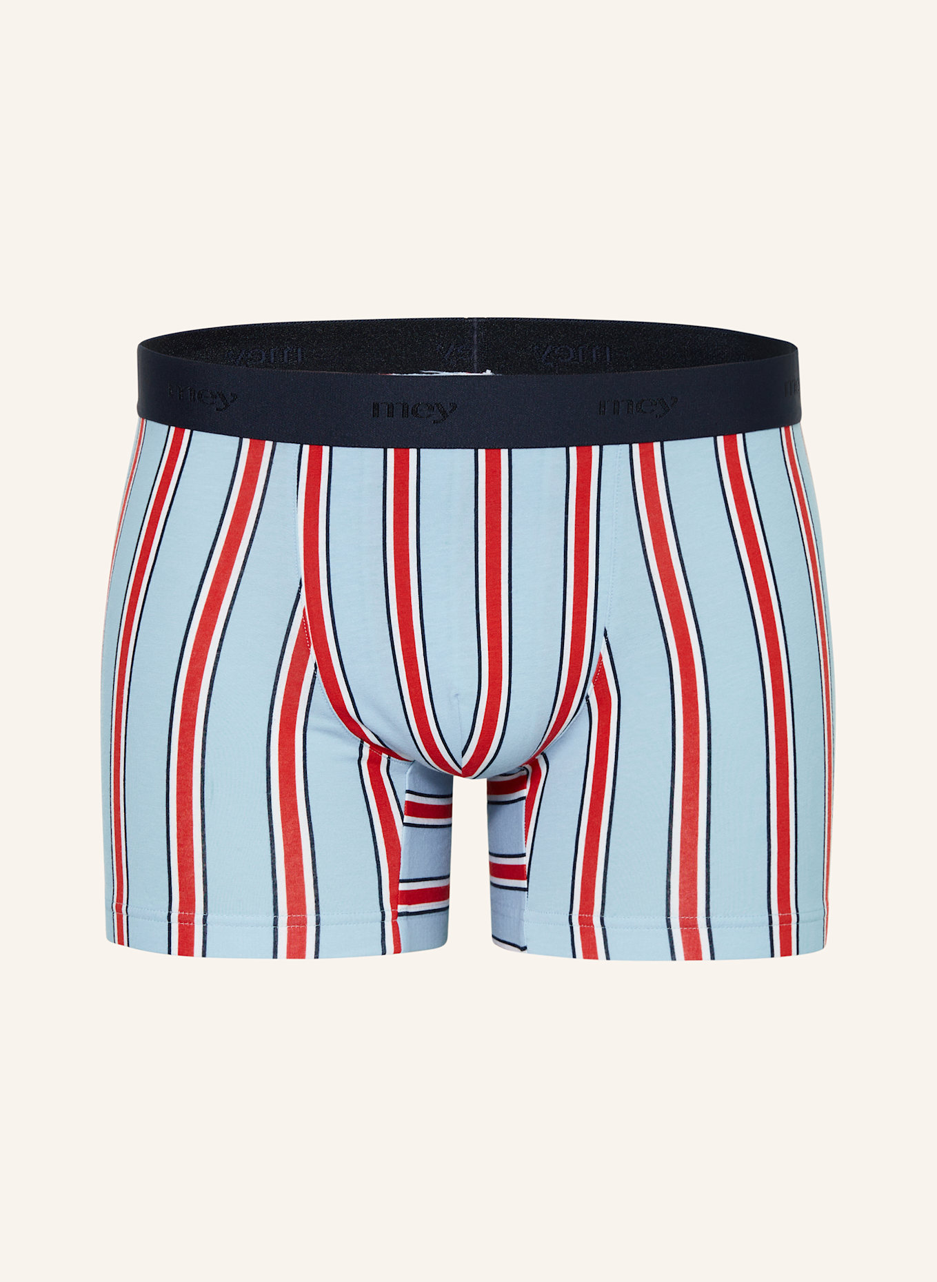 mey Boxershorts Serie BOLD LINES: HELLBLAU/ ROT