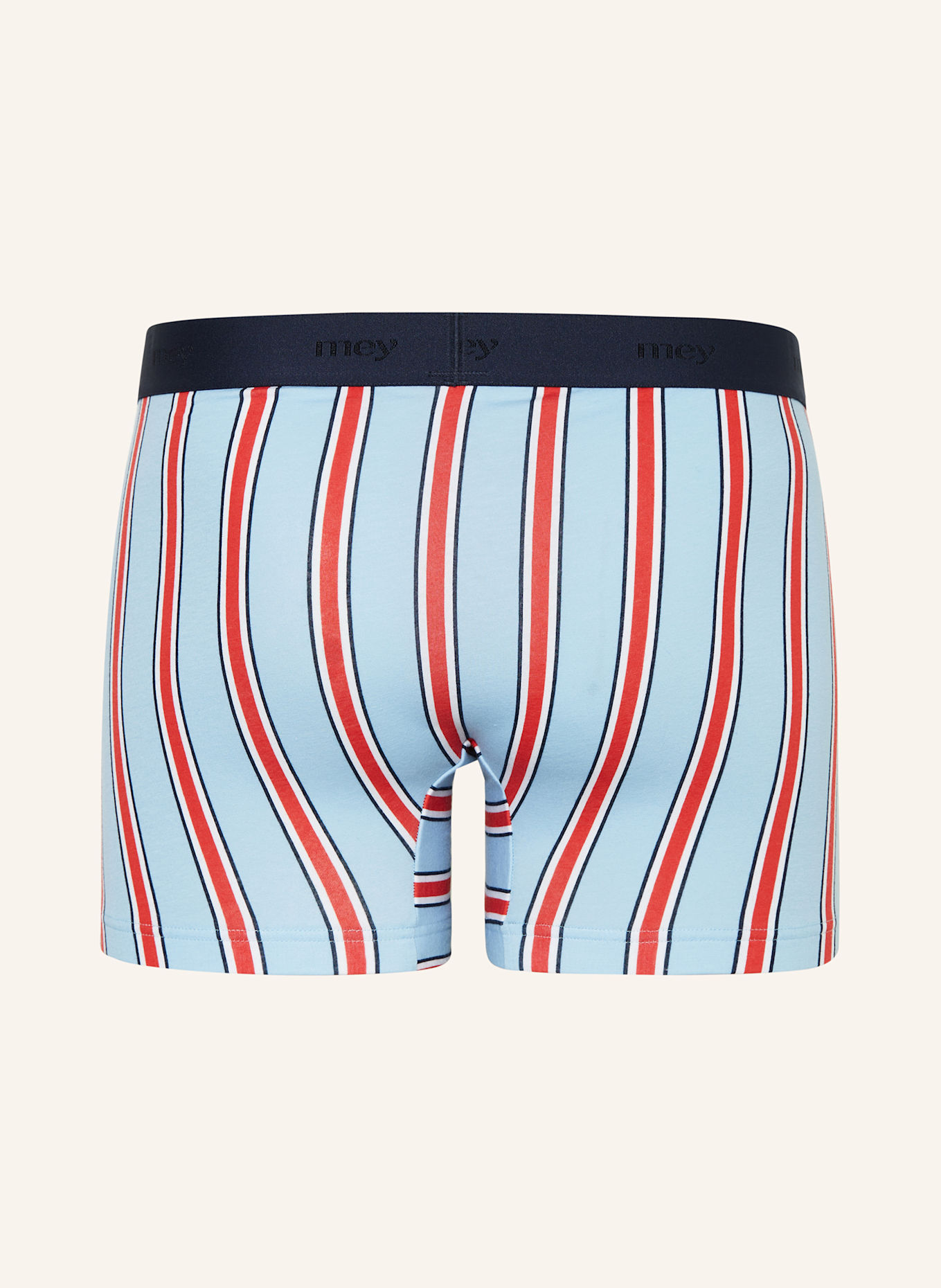 mey Boxershorts Serie BOLD LINES: HELLBLAU/ ROT