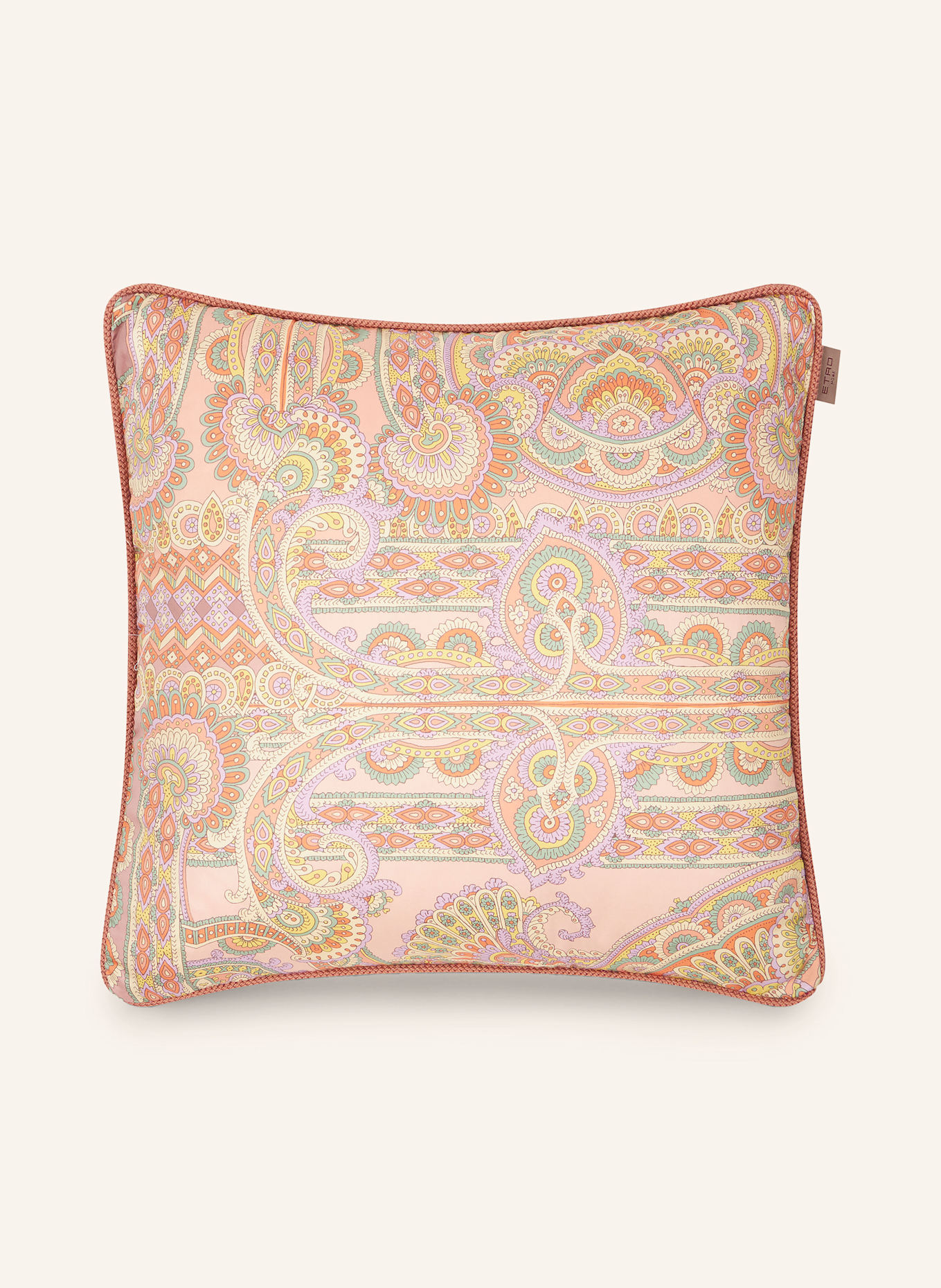 ETRO Home Dekoracyjna poduszka z satyny: JASNOZIELONY / BLADORÓŻOWY / ECRU