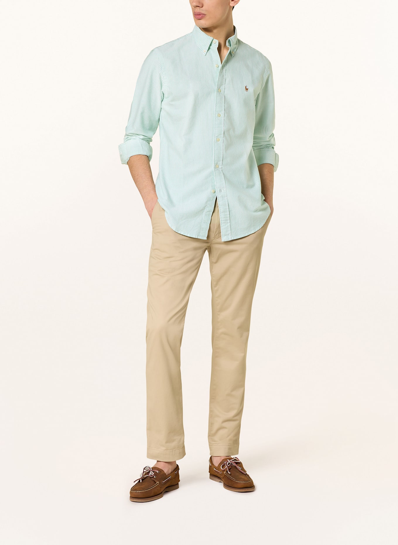 POLO RALPH LAUREN Hemd Custom Fit: HELLGRÜN / WEISS