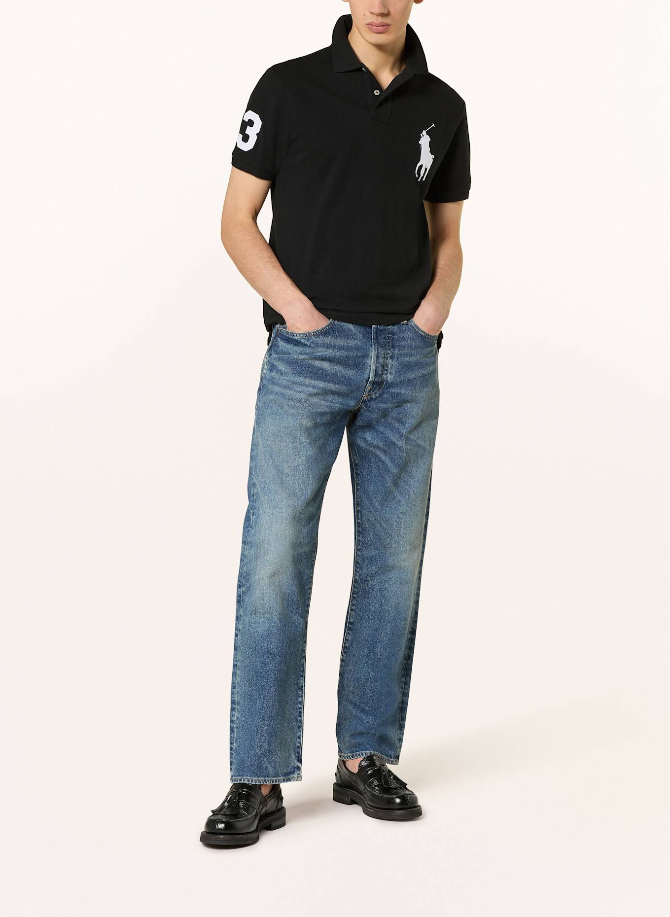 POLO RALPH LAUREN Piqué-Poloshirt Custom Slim Fit: SCHWARZ