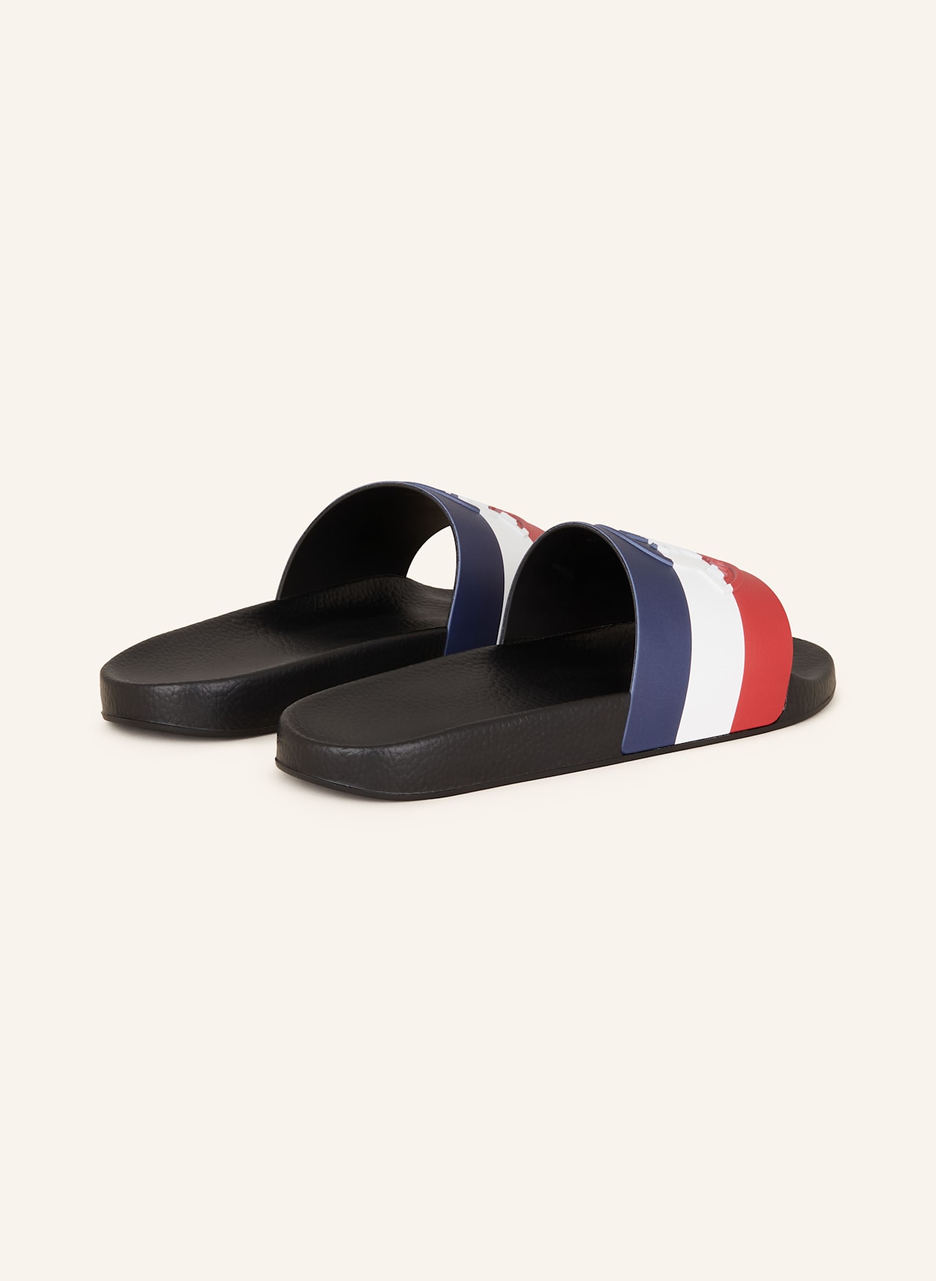 MONCLER Pantoletten BASILE: DUNKELBLAU/ WEISS/ ROT