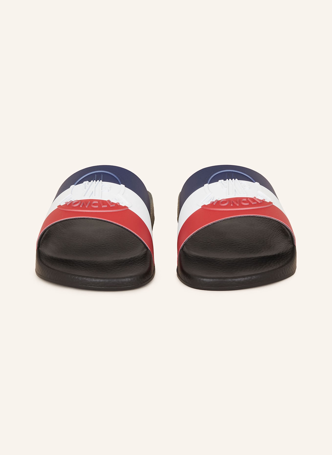 MONCLER Pantoletten BASILE: DUNKELBLAU/ WEISS/ ROT