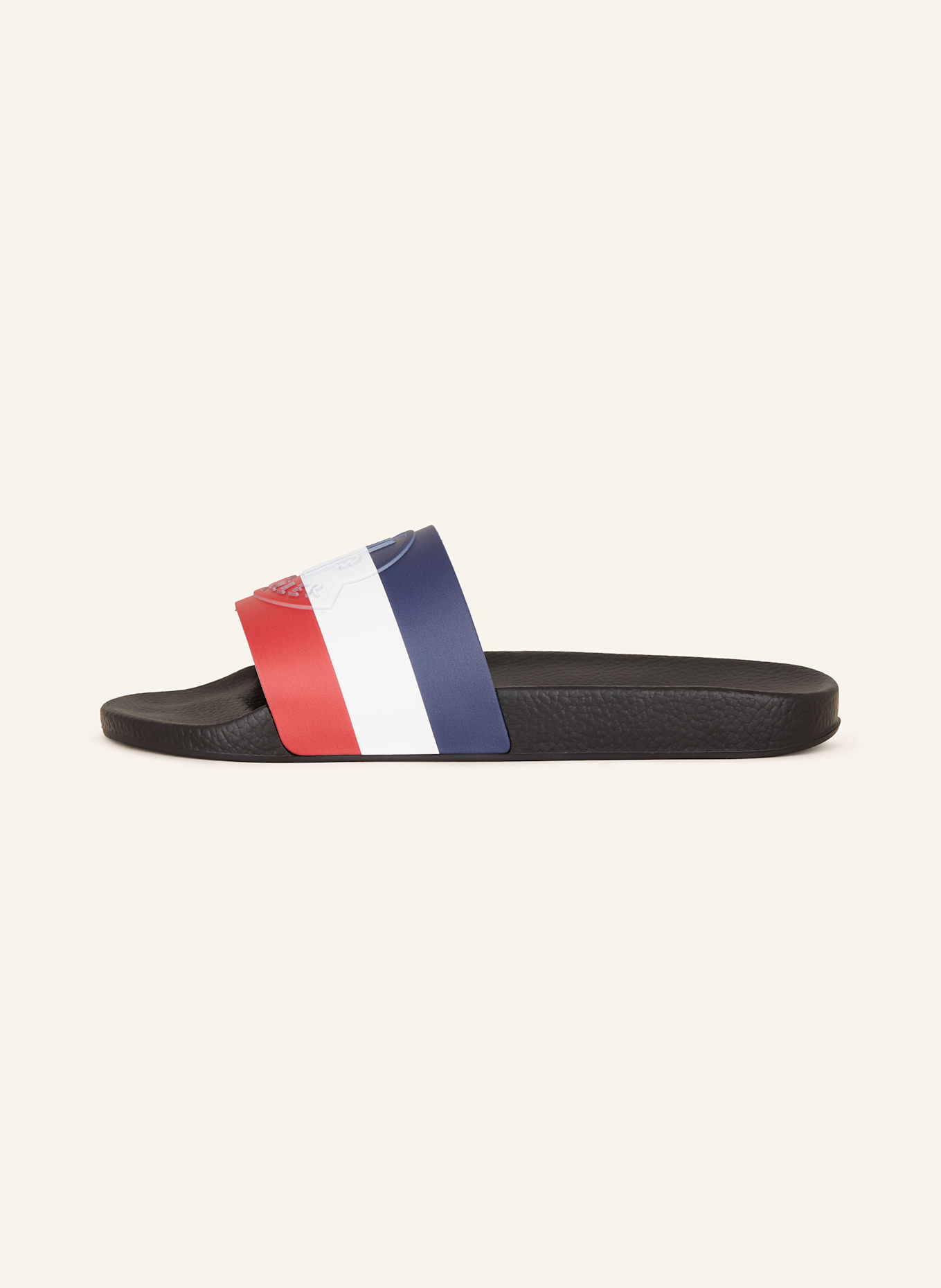 MONCLER Pantoletten BASILE: DUNKELBLAU/ WEISS/ ROT