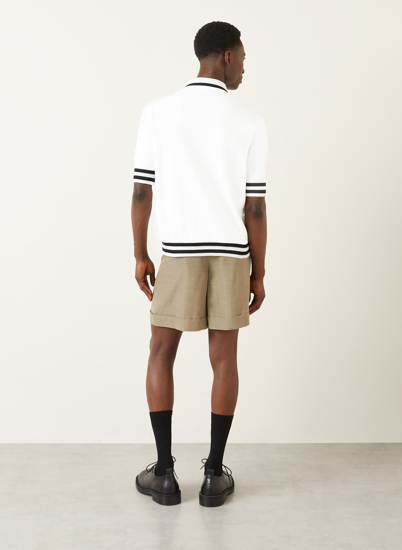 BALMAIN Knitted polo shirt: WHITE / BLACK