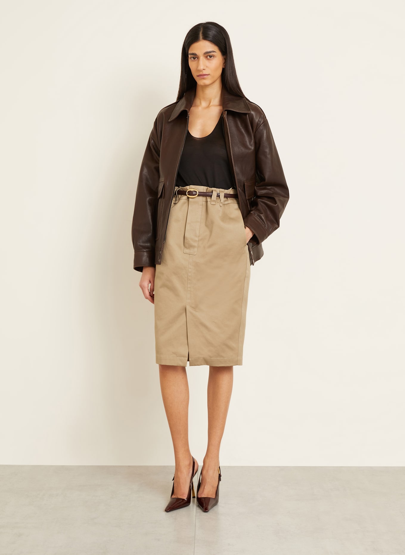 NOUR HAMMOUR Lederjacke DREY: DUNKELBRAUN