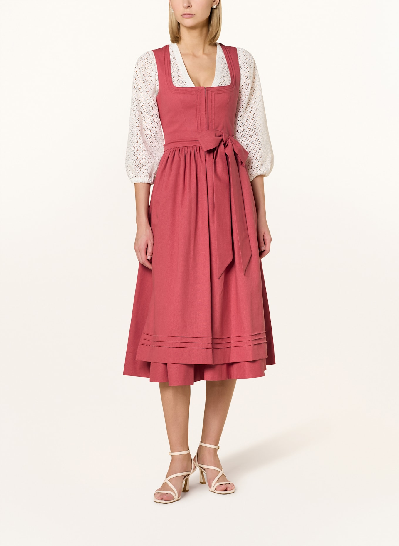 LIMBERRY Dirndl AURELIE mit Leinen: ROSA / DUNKELROT