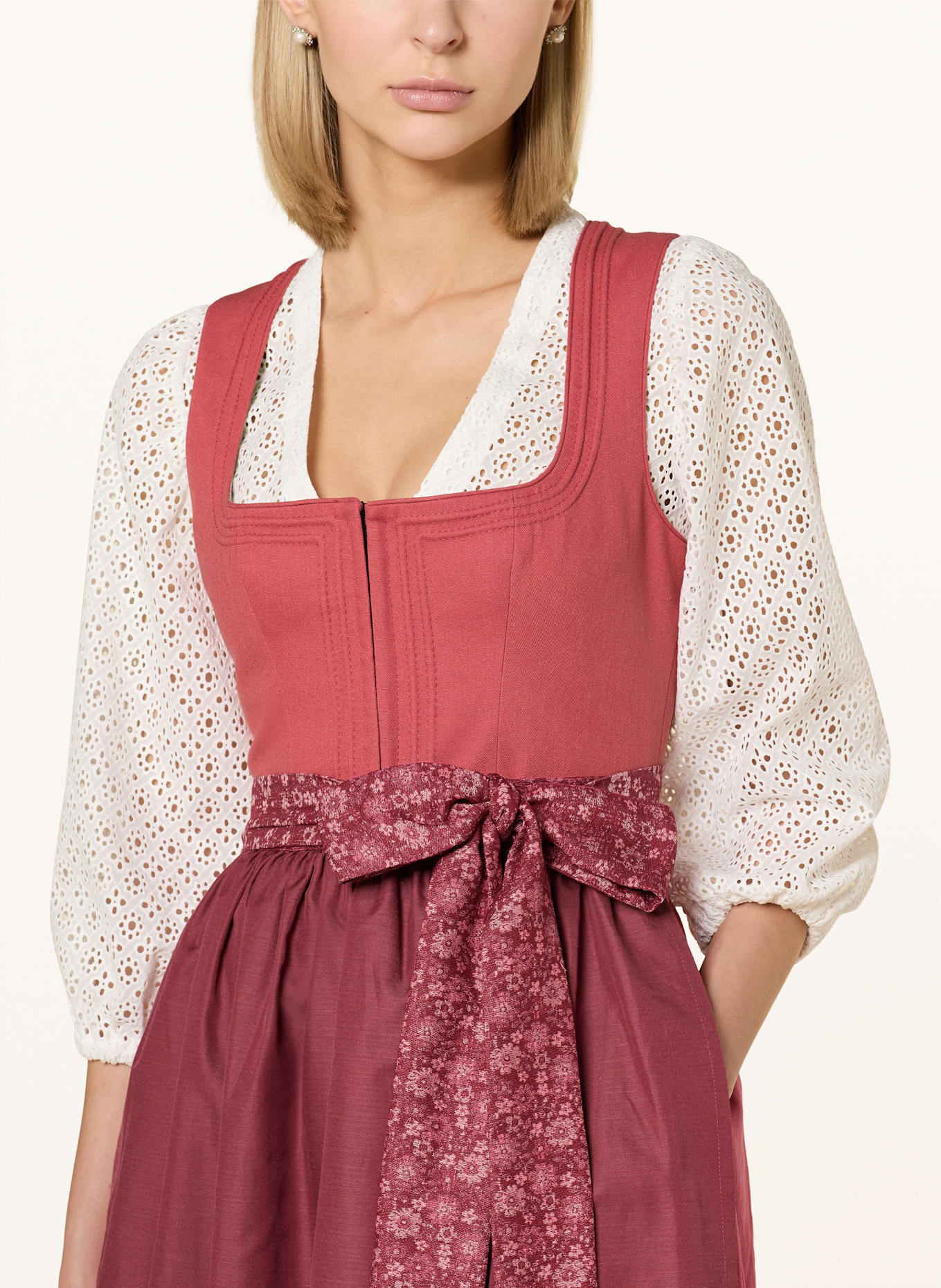 LIMBERRY Dirndl AURELIE mit Leinen: ROSA / DUNKELROT