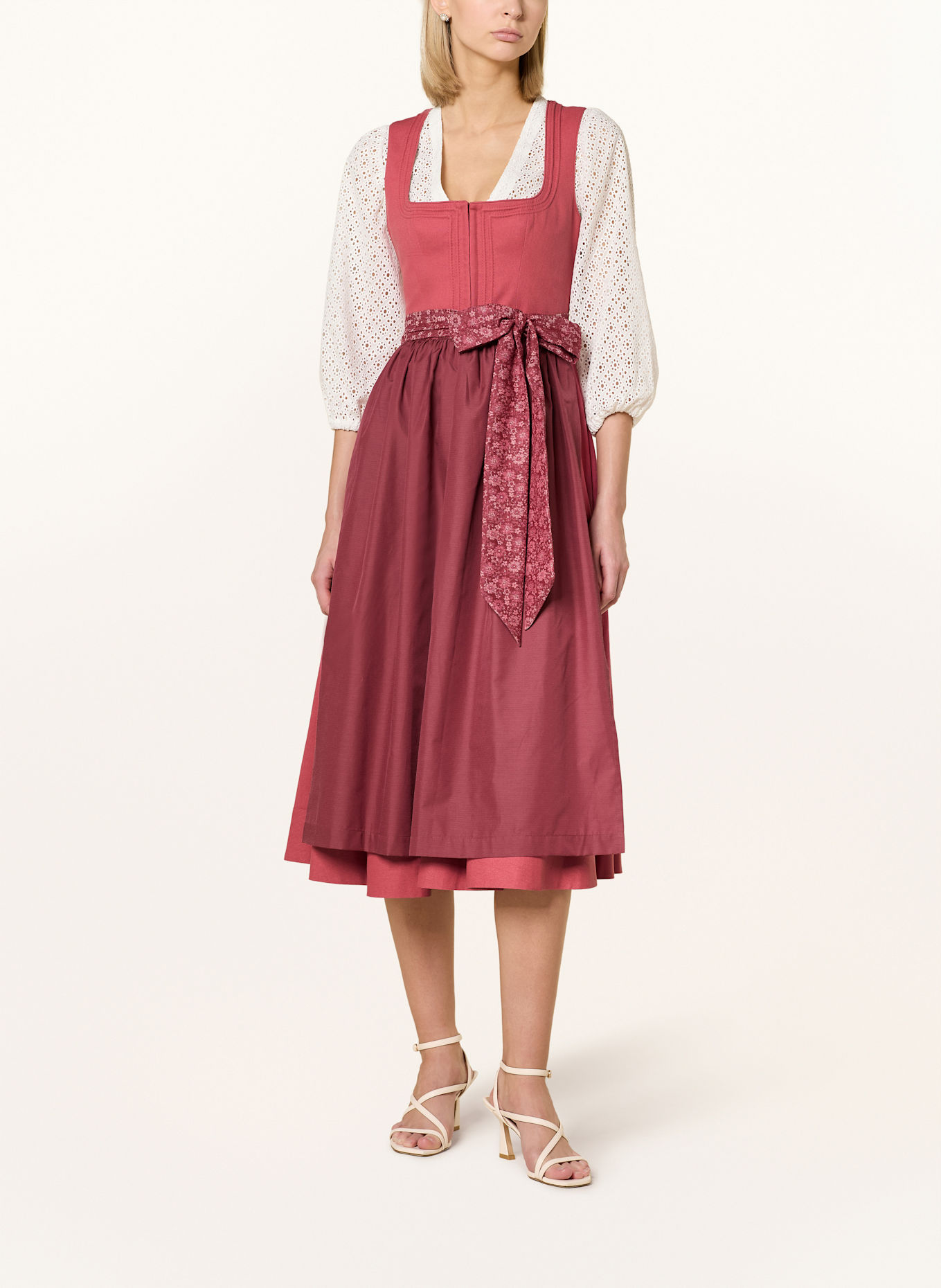 LIMBERRY Dirndl AURELIE mit Leinen: ROSA / DUNKELROT