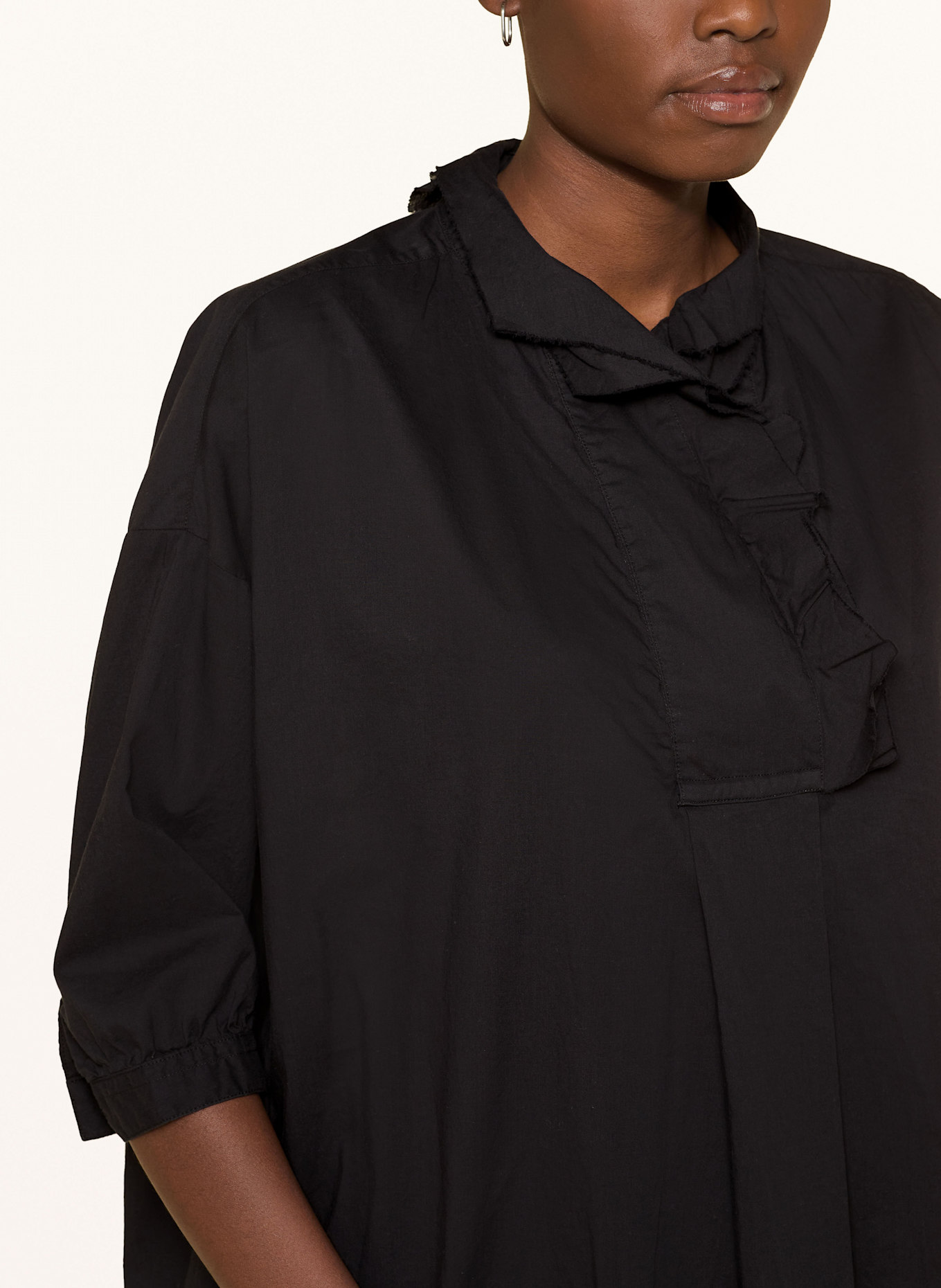 lilienfels Bluse mit 3/4-Arm und Rüschen: SCHWARZ