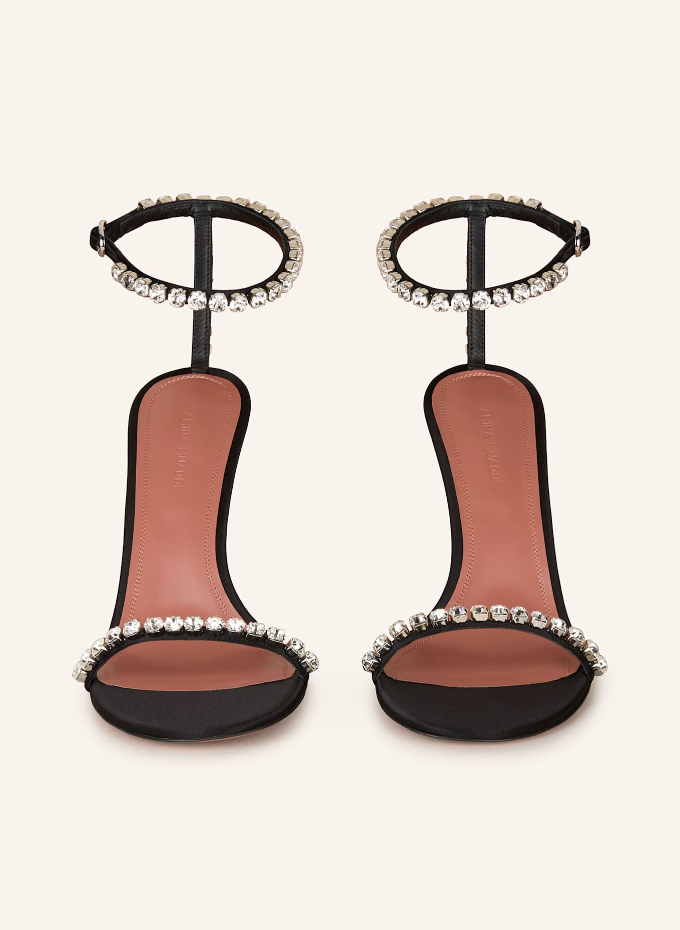 AMINA MUADDI Sandaletten GIGI mit Schmucksteinen: SCHWARZ / SILBER