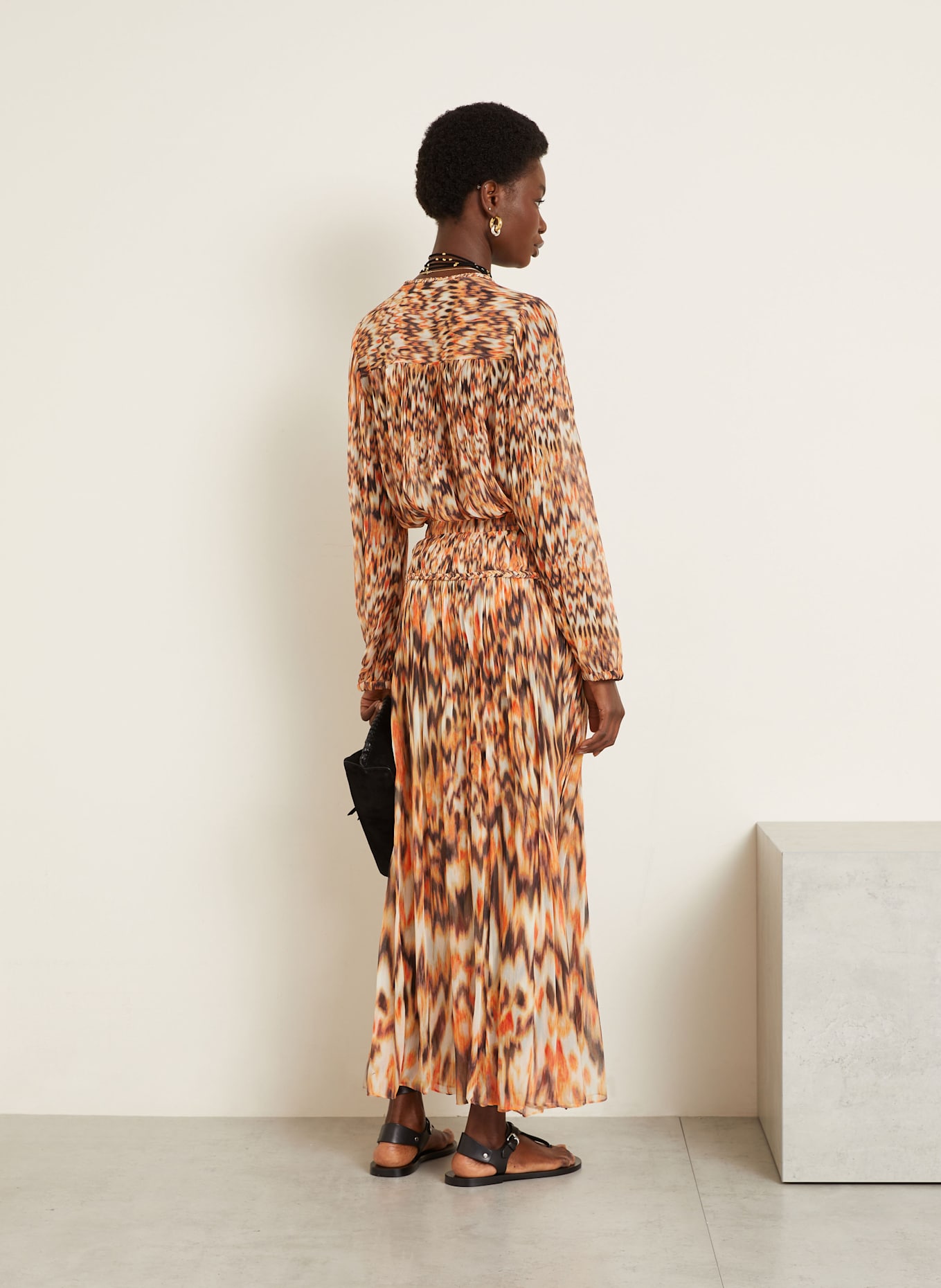 ISABEL MARANT Seidenrock ROLANDE: ORANGE/ SCHWARZ/ ECRU