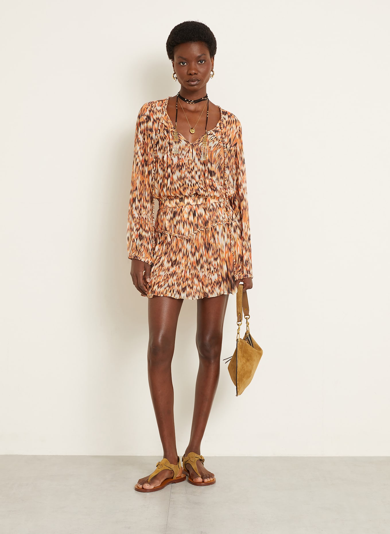 ISABEL MARANT Rock ROUMI: ORANGE/ SCHWARZ/ ECRU