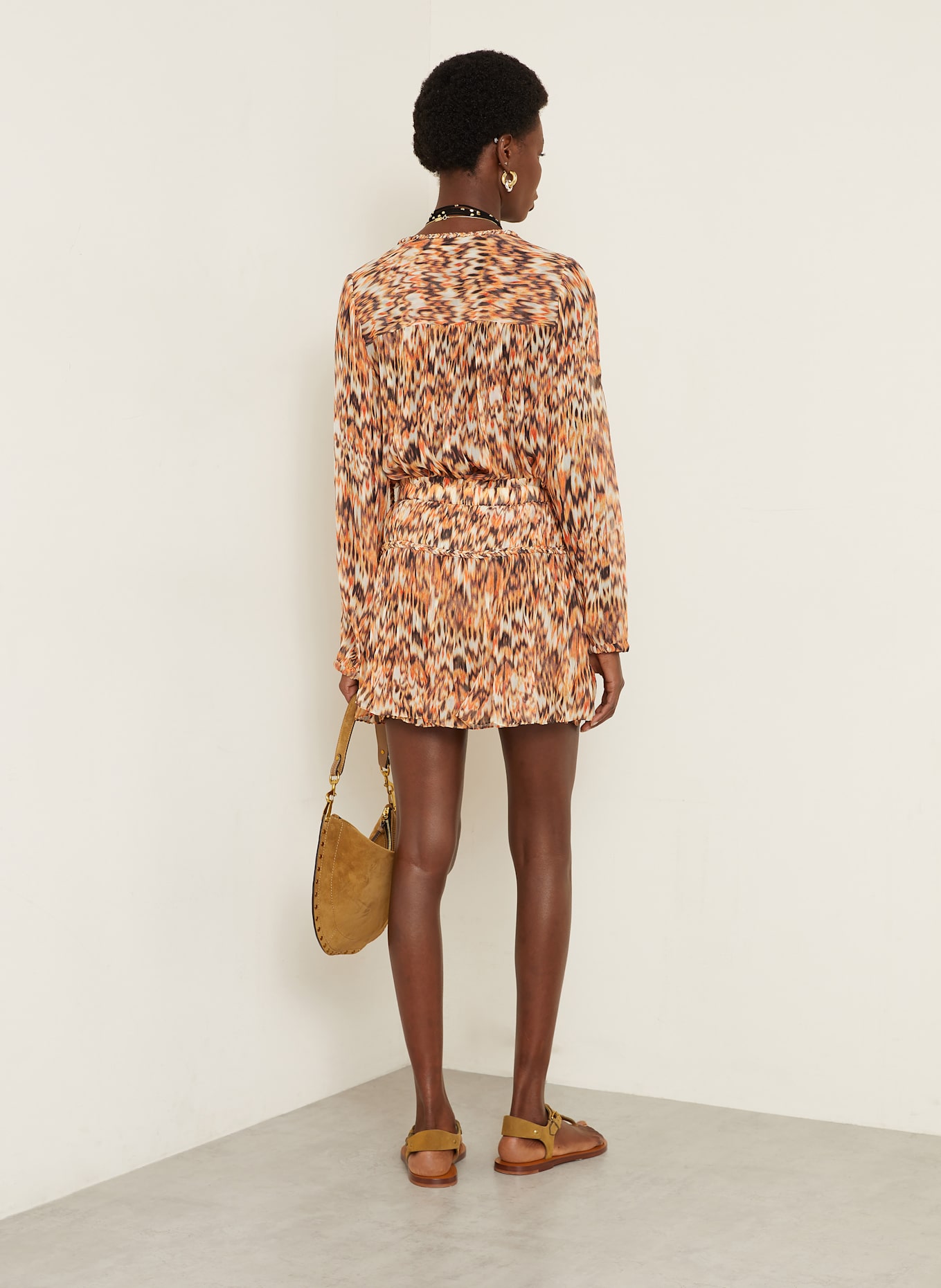 ISABEL MARANT Rock ROUMI: ORANGE/ SCHWARZ/ ECRU