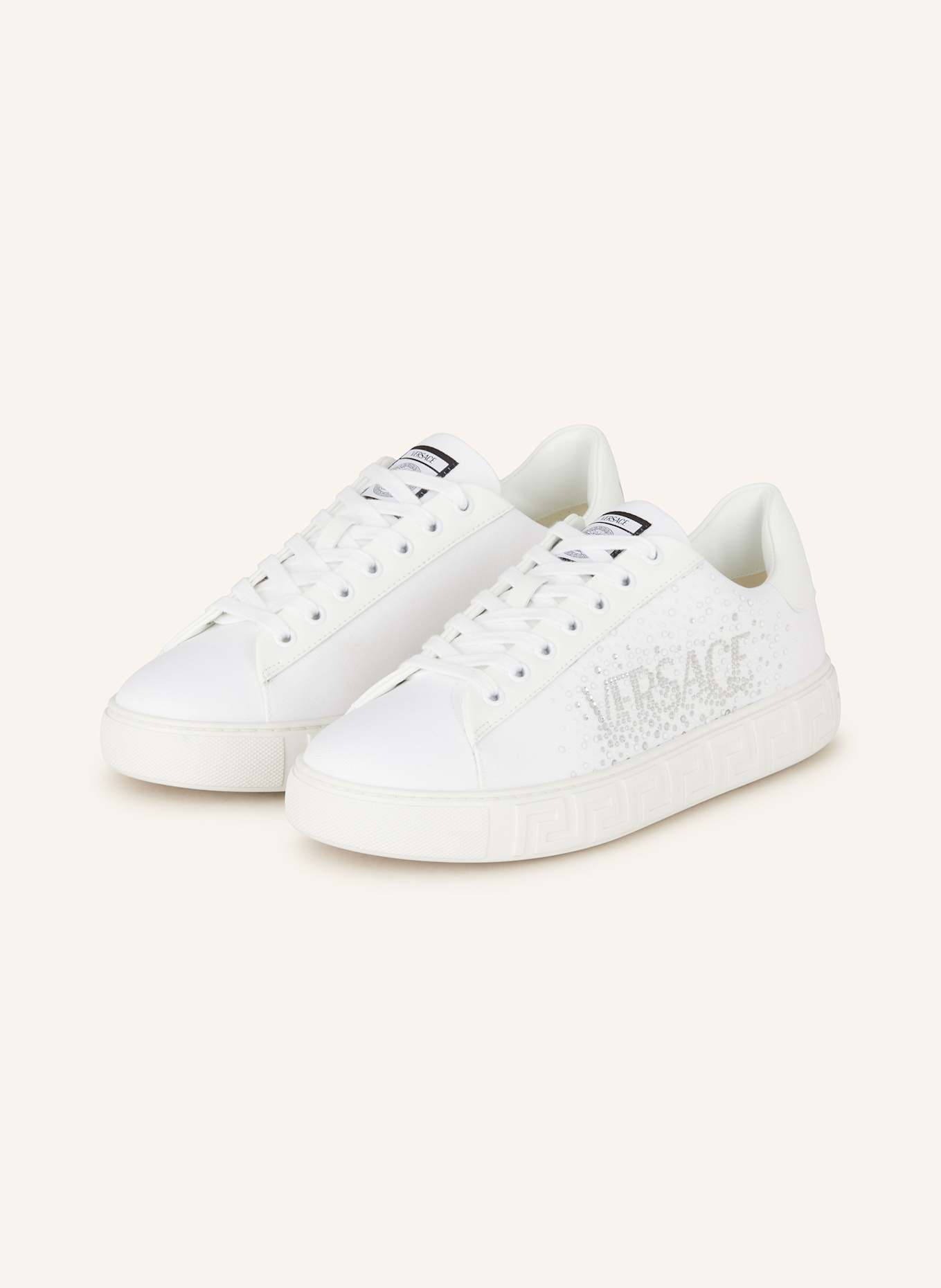 VERSACE Sneaker GRECA mit Schmucksteinen: WEISS