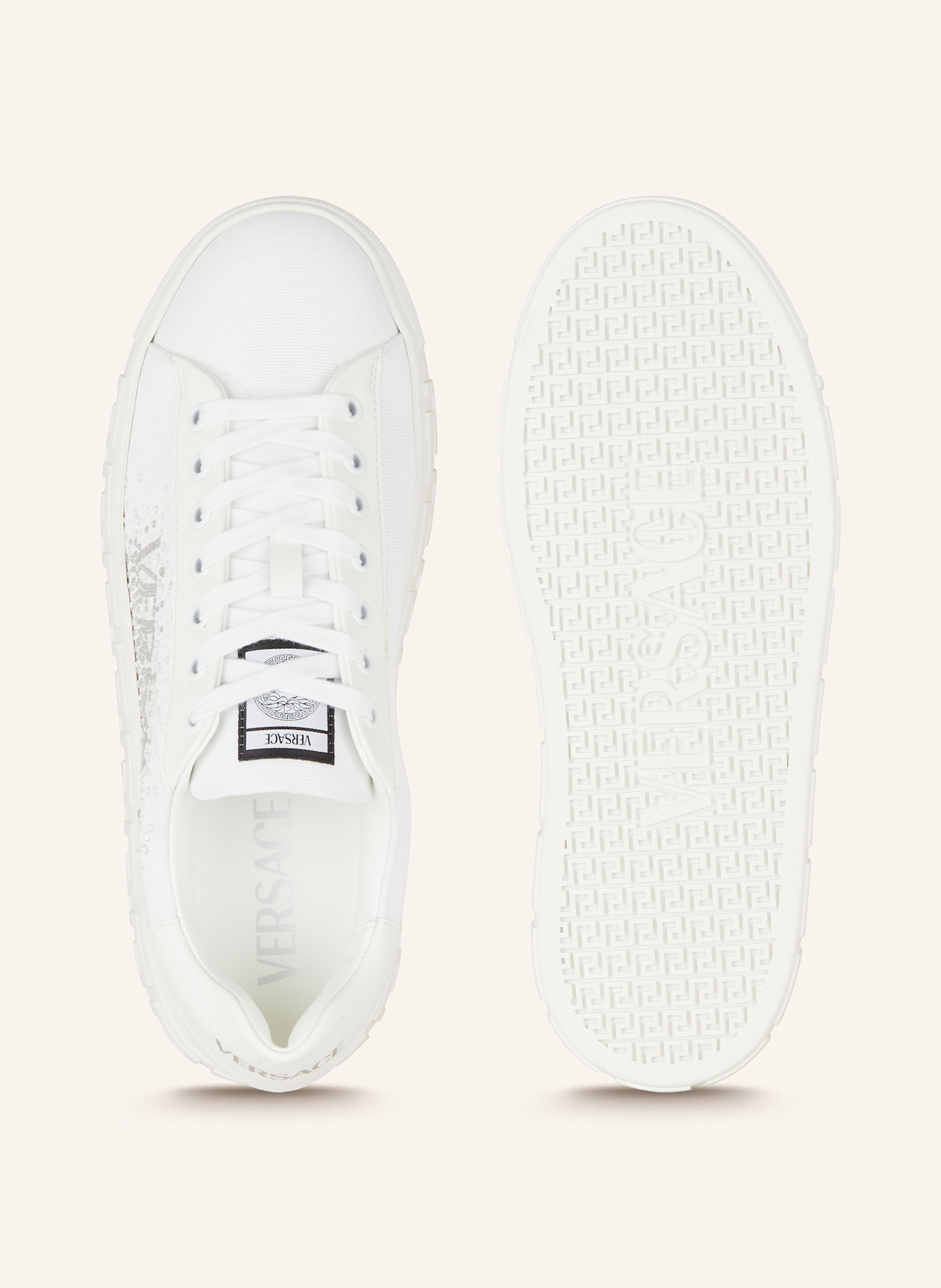 VERSACE Sneaker GRECA mit Schmucksteinen: WEISS