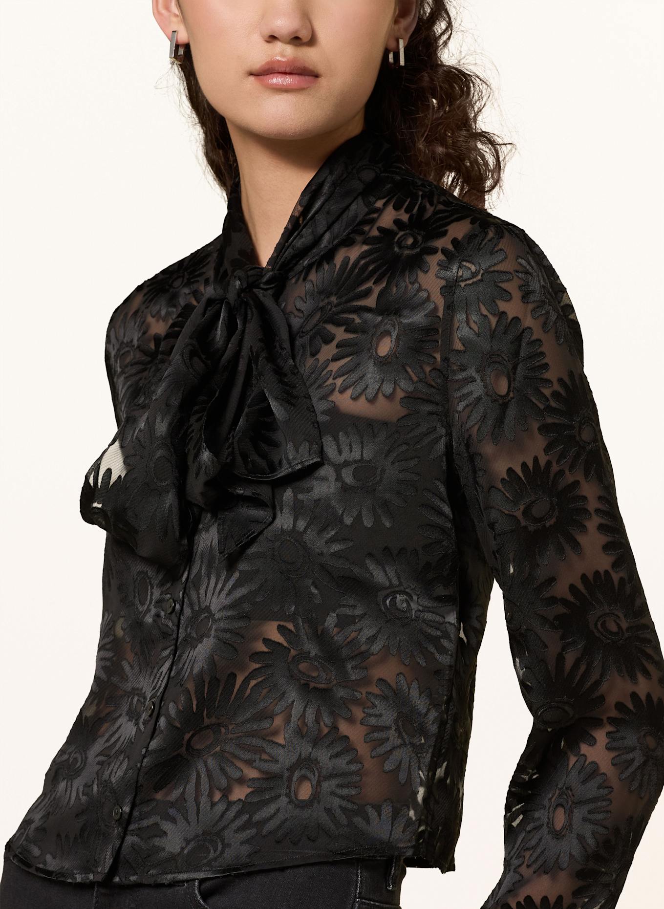 HUGO Bluse EURYDYKE mit abnehmbarer Schluppe: SCHWARZ