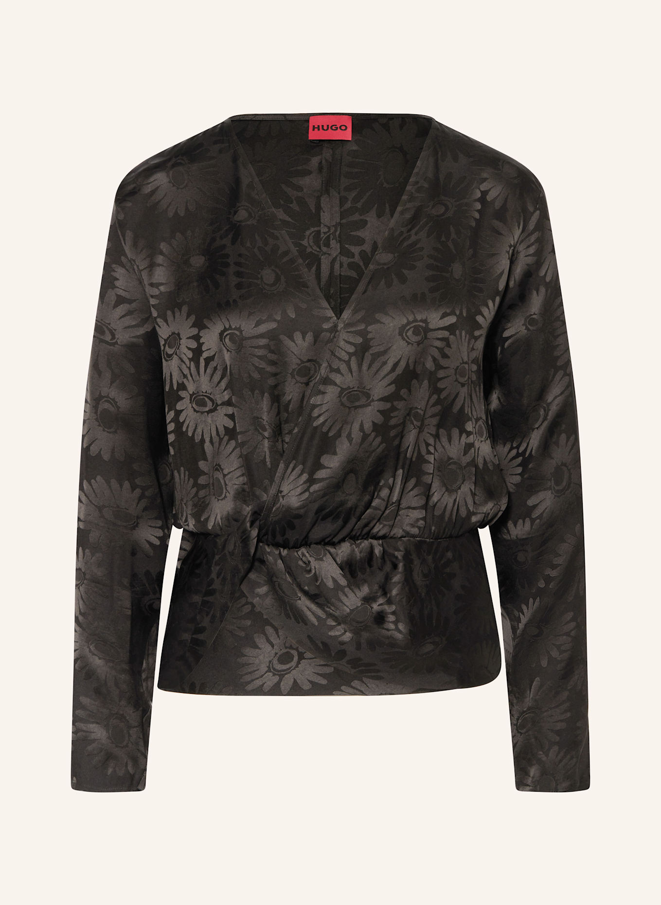HUGO Blusenshirt CILIPH aus Satin: SCHWARZ