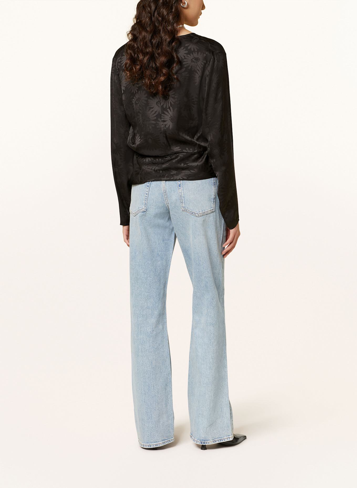 HUGO Blusenshirt CILIPH aus Satin: SCHWARZ