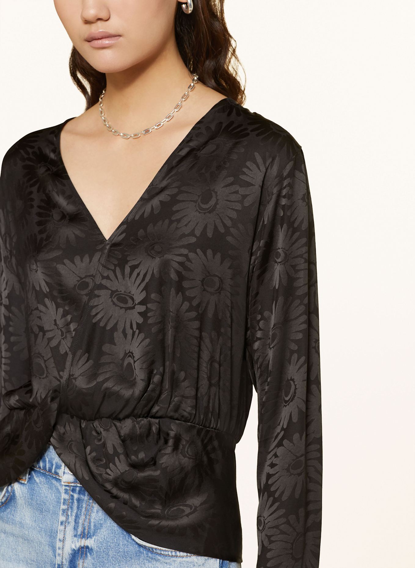 HUGO Blusenshirt CILIPH aus Satin: SCHWARZ