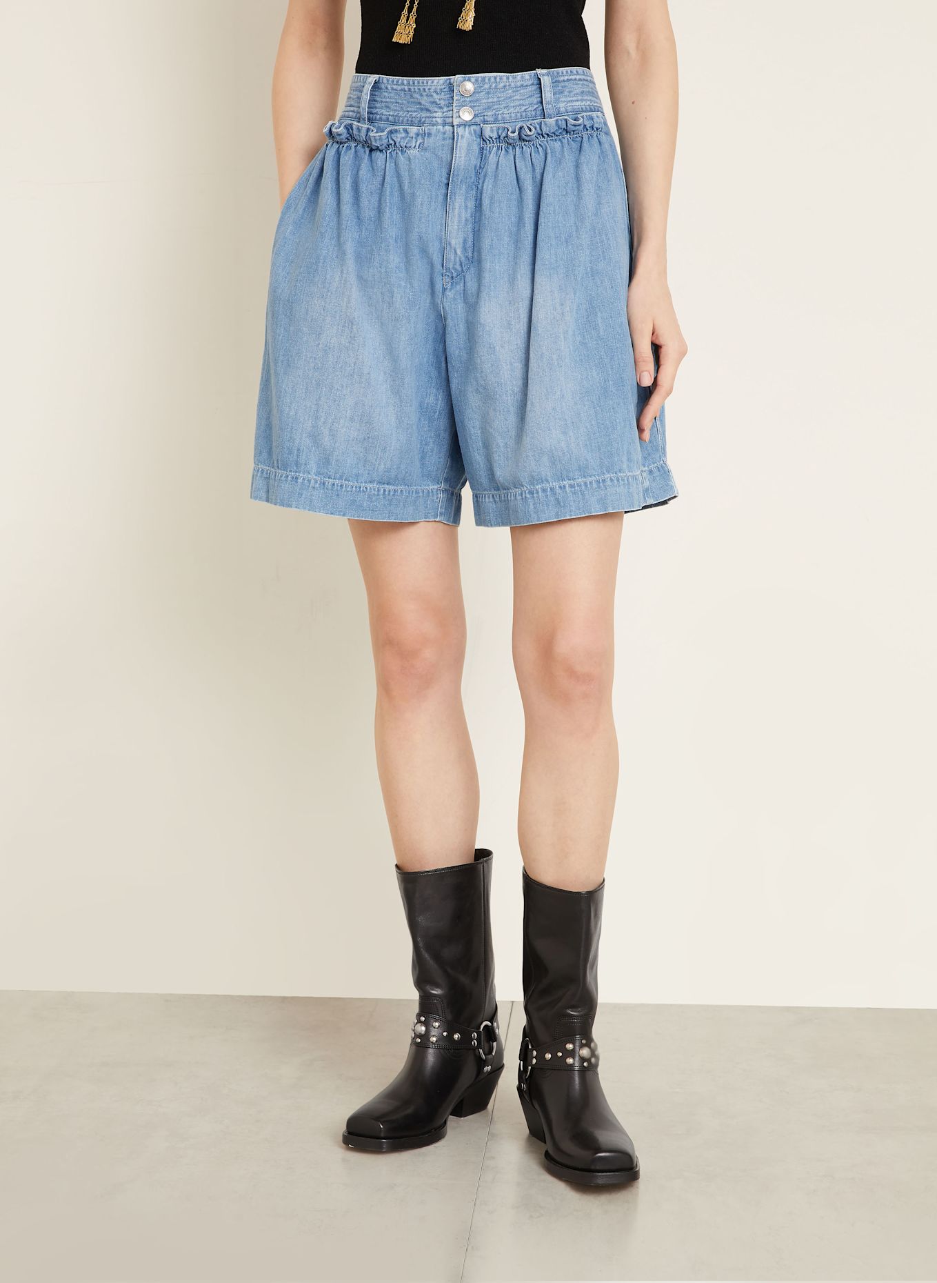 ISABEL MARANT Jeansshorts INGRID mit Rüschen: 30LU LIGHT BLUE