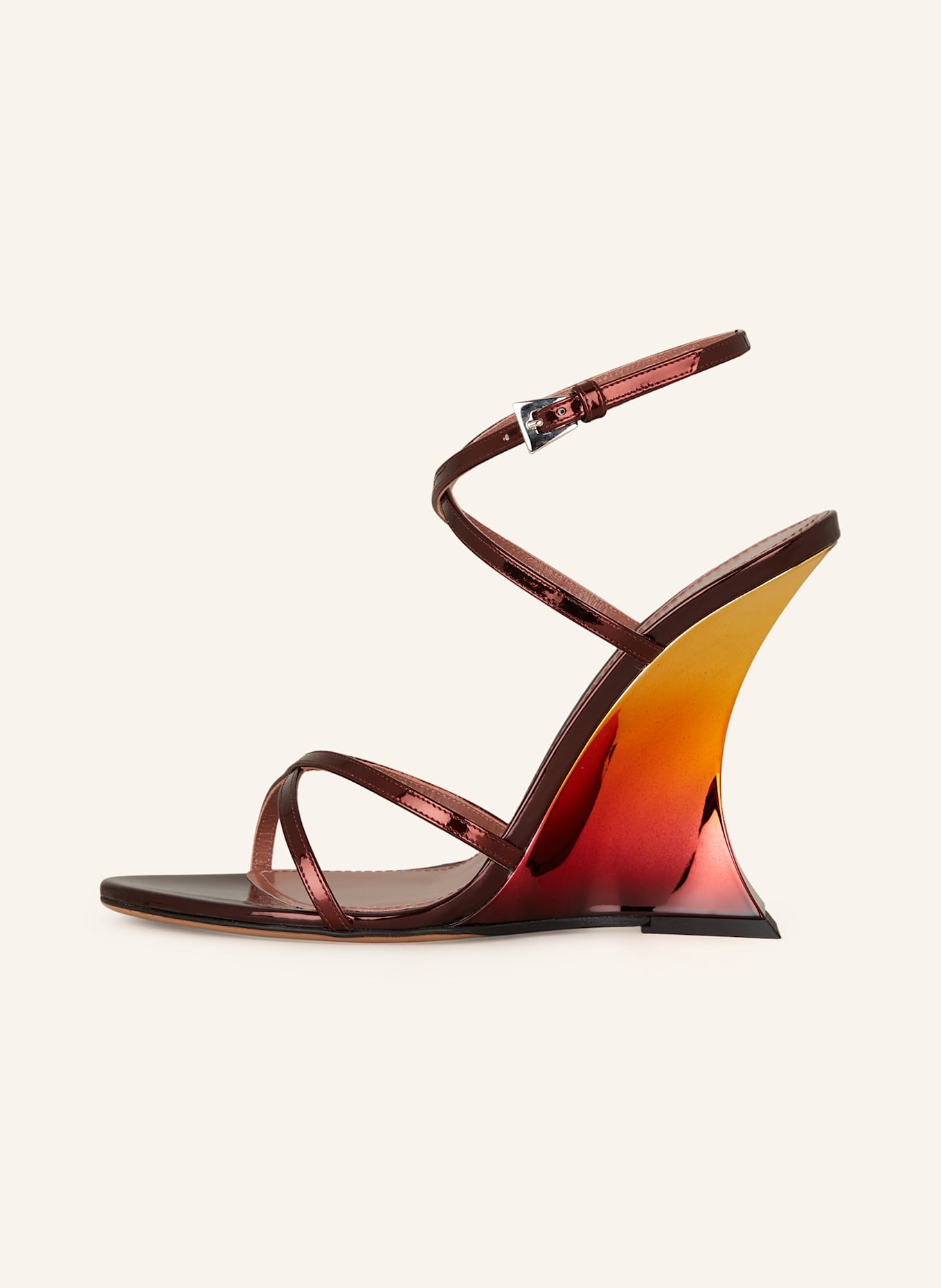 PARIS TEXAS Sandaletten NINA: BRAUN / ORANGE / DUNKELROT