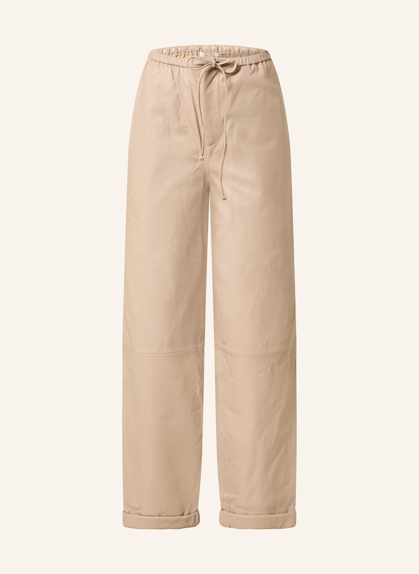 BY MALENE BIRGER JOANNI leather trousers in jogger style: BEIGE