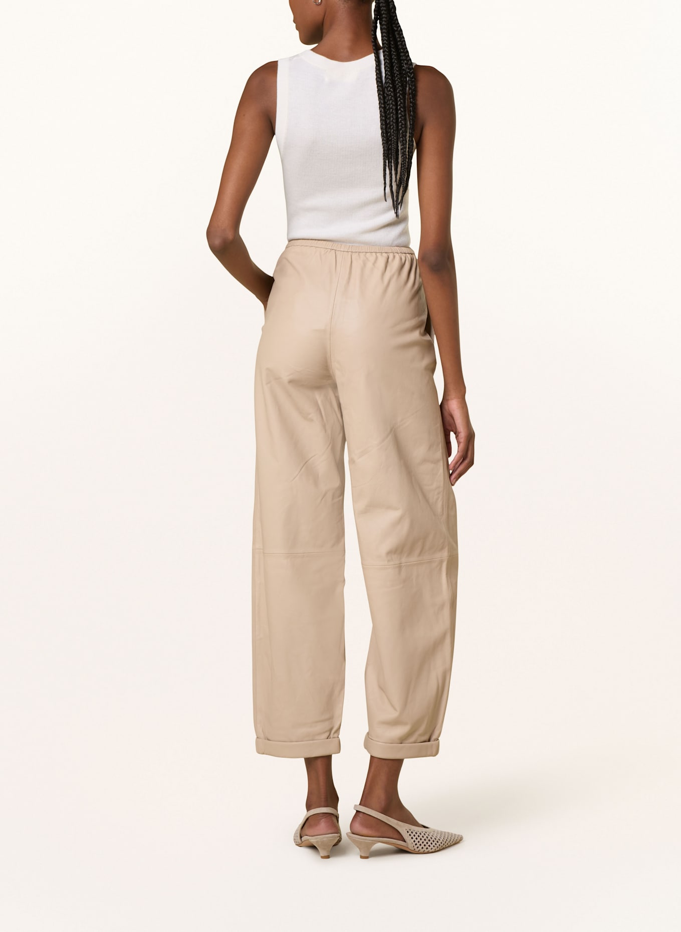 BY MALENE BIRGER JOANNI leather trousers in jogger style: BEIGE