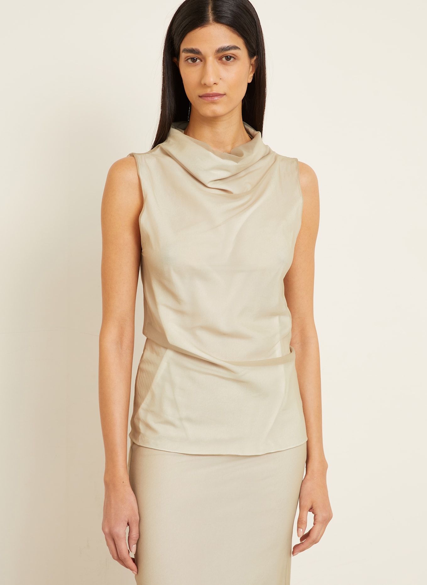 GAUCHERE Blusentop: BEIGE / WEISS