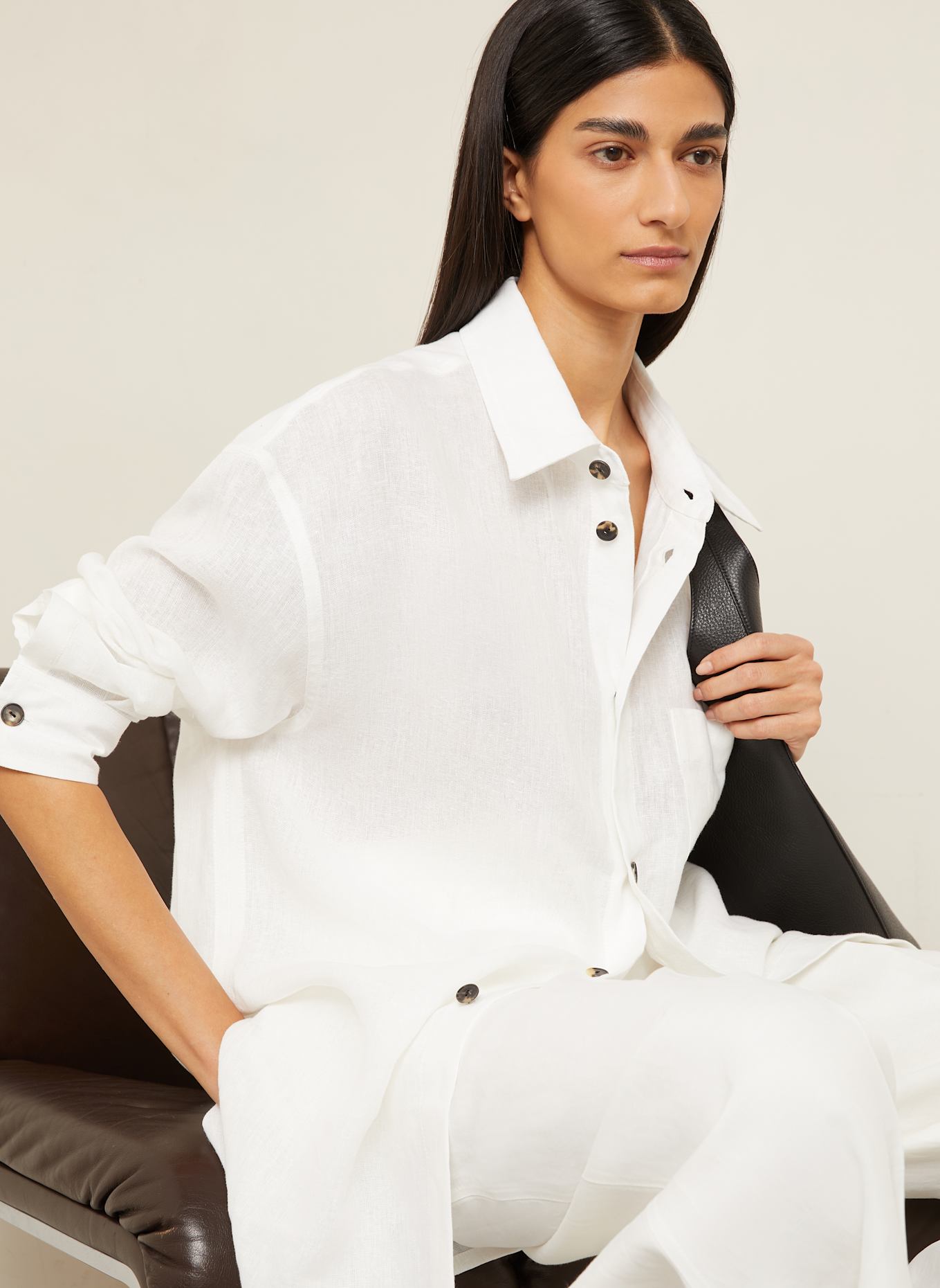 GAUCHERE Hemdbluse aus Leinen: WEISS