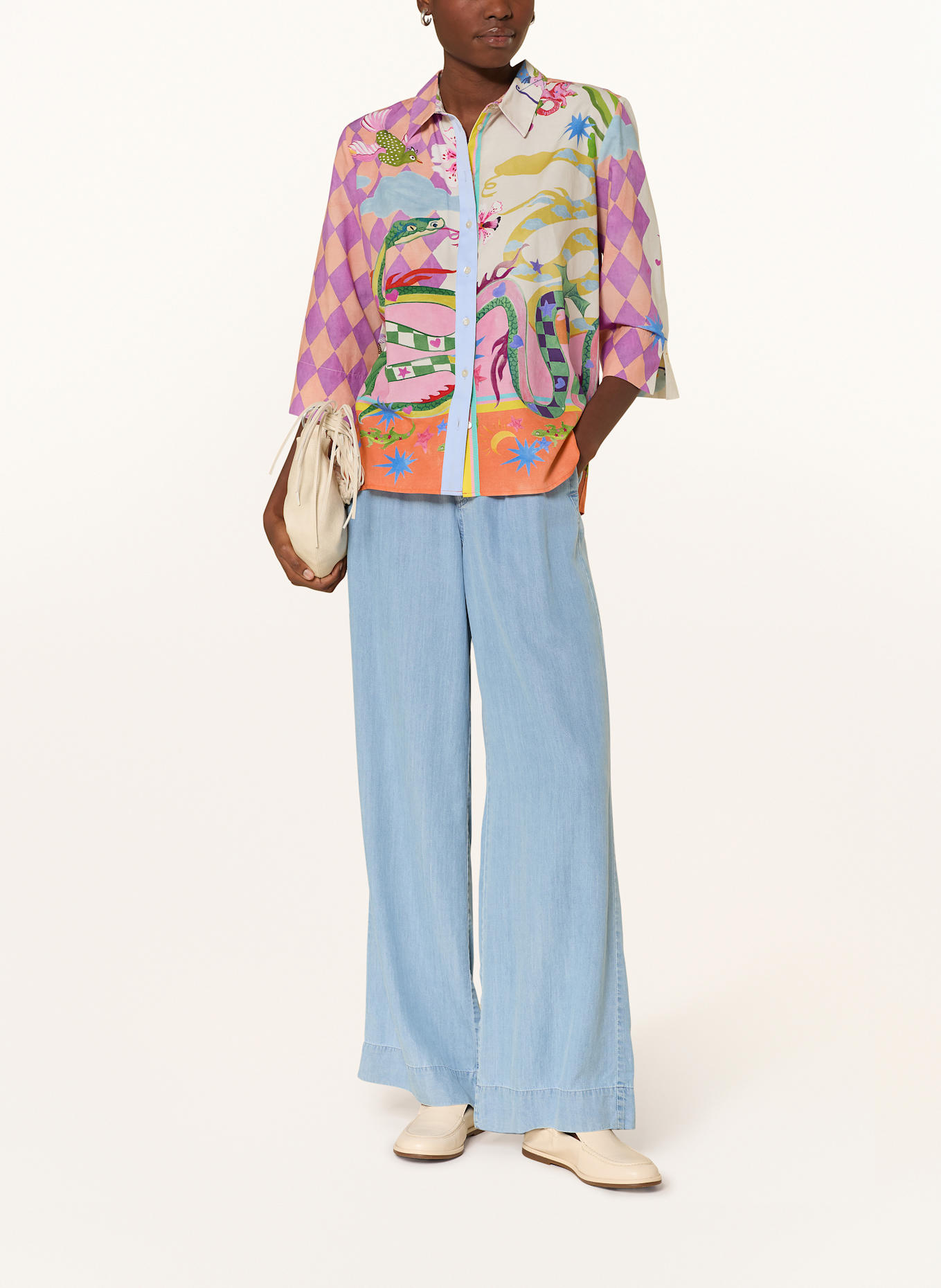 Smith & Soul Hemdbluse mit 3/4-Arm: CREME / GRÜN / ORANGE