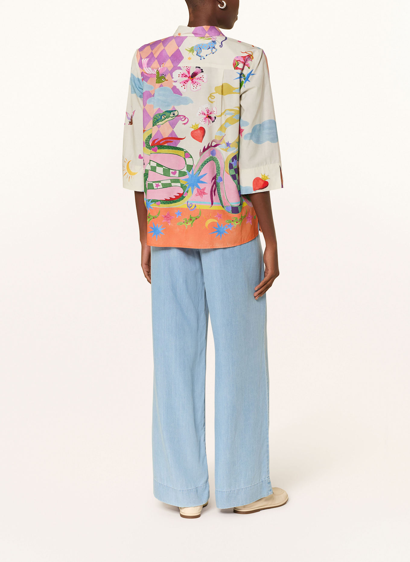 Smith & Soul Hemdbluse mit 3/4-Arm: CREME / GRÜN / ORANGE